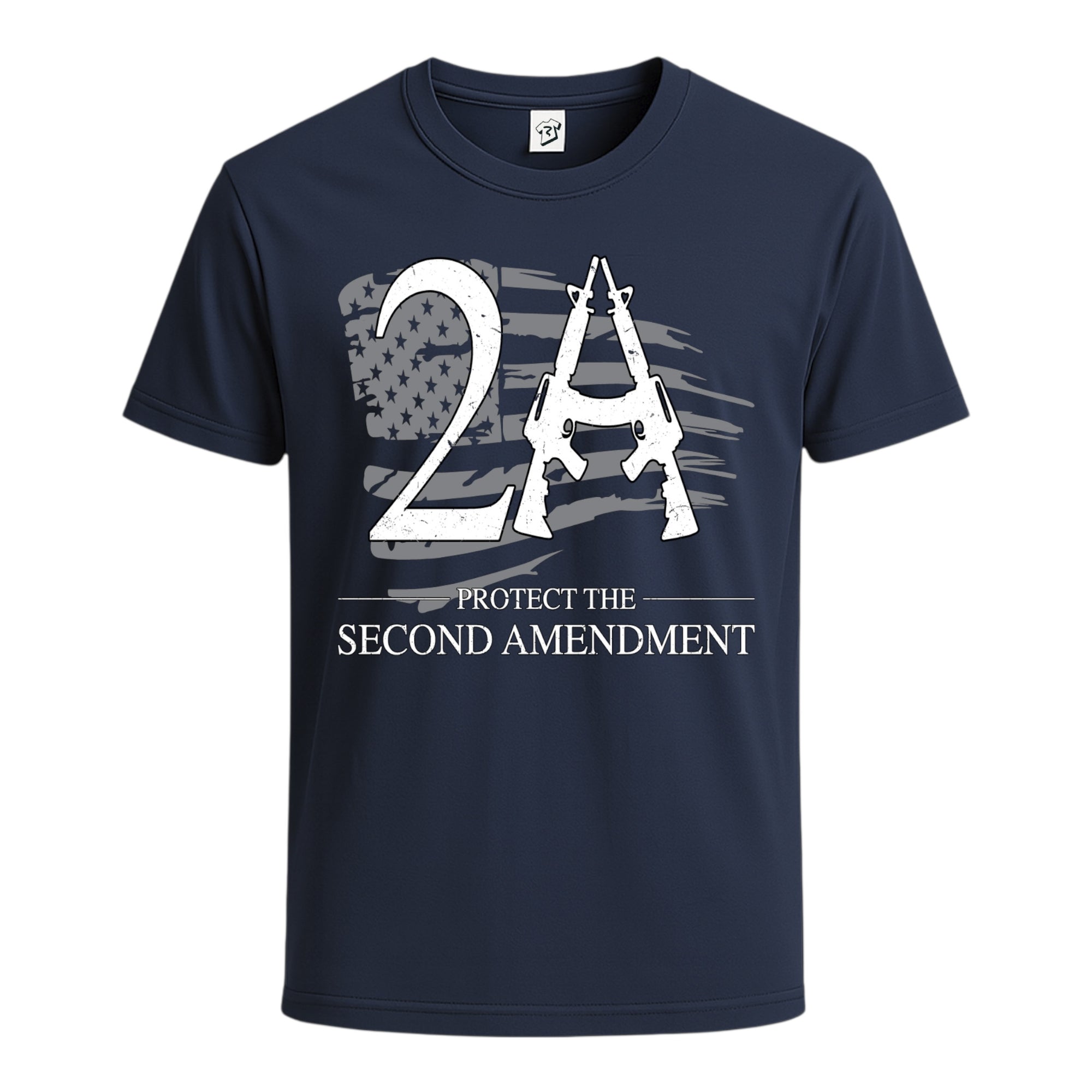Tees Club graphic tee Protect the Second Amendment - Cotton Tee Navy Size S back view