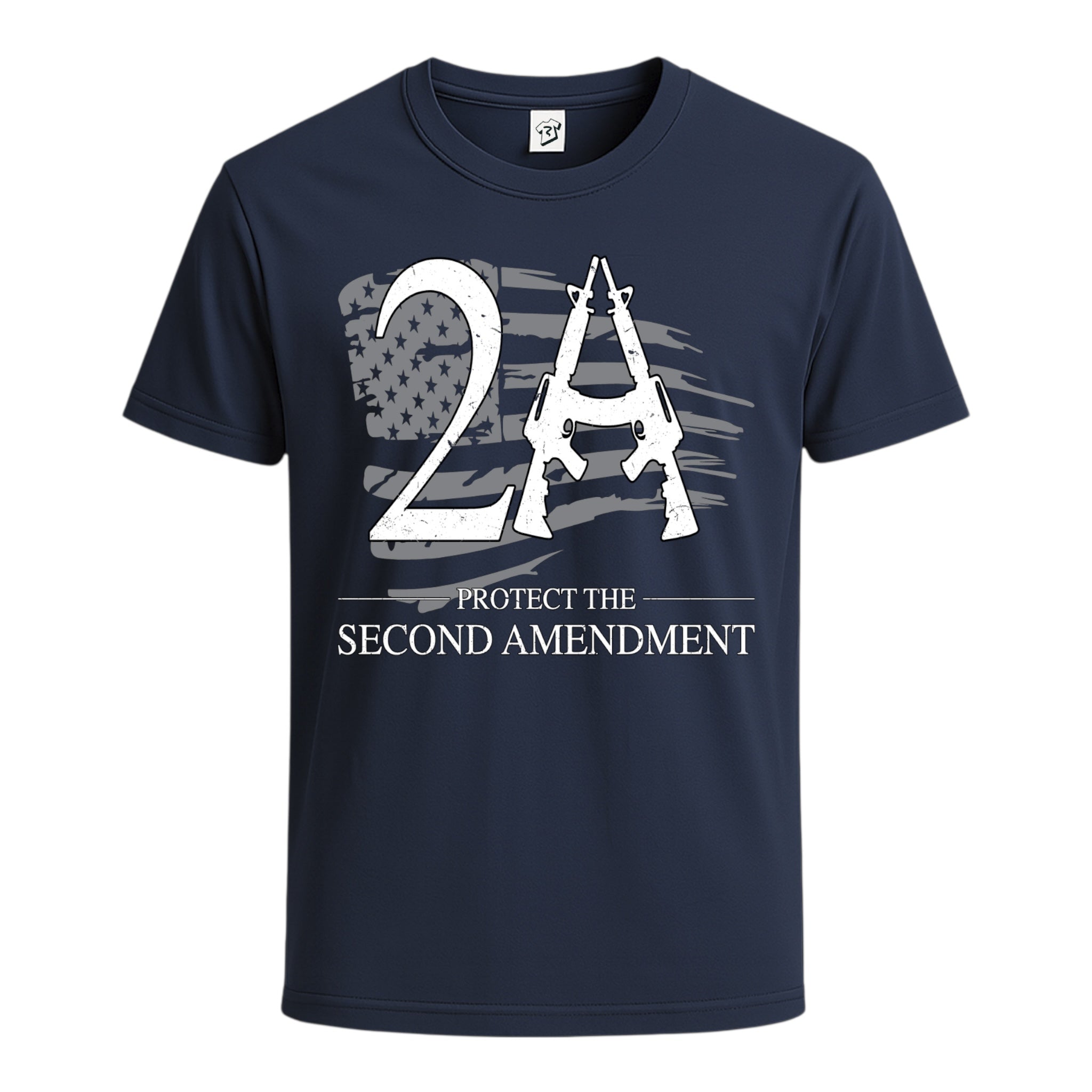Tees Club graphic tee Protect the Second Amendment - Cotton Tee Navy Size S back view