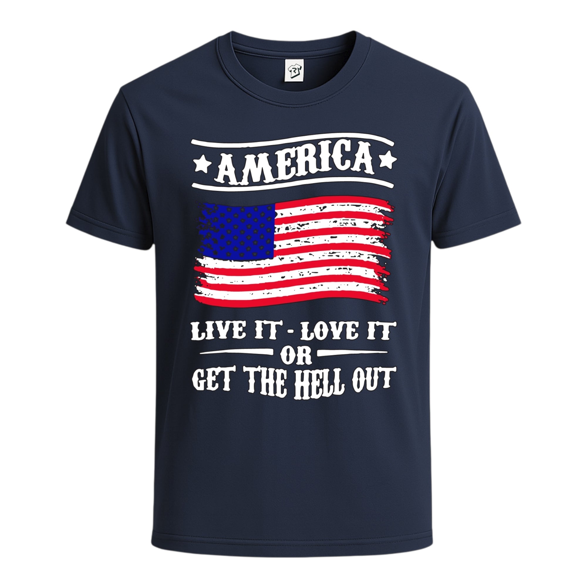 Tees Club graphic tee America Live It, Love It or Get the Hell Out - Cotton Tee Navy Size S back view
