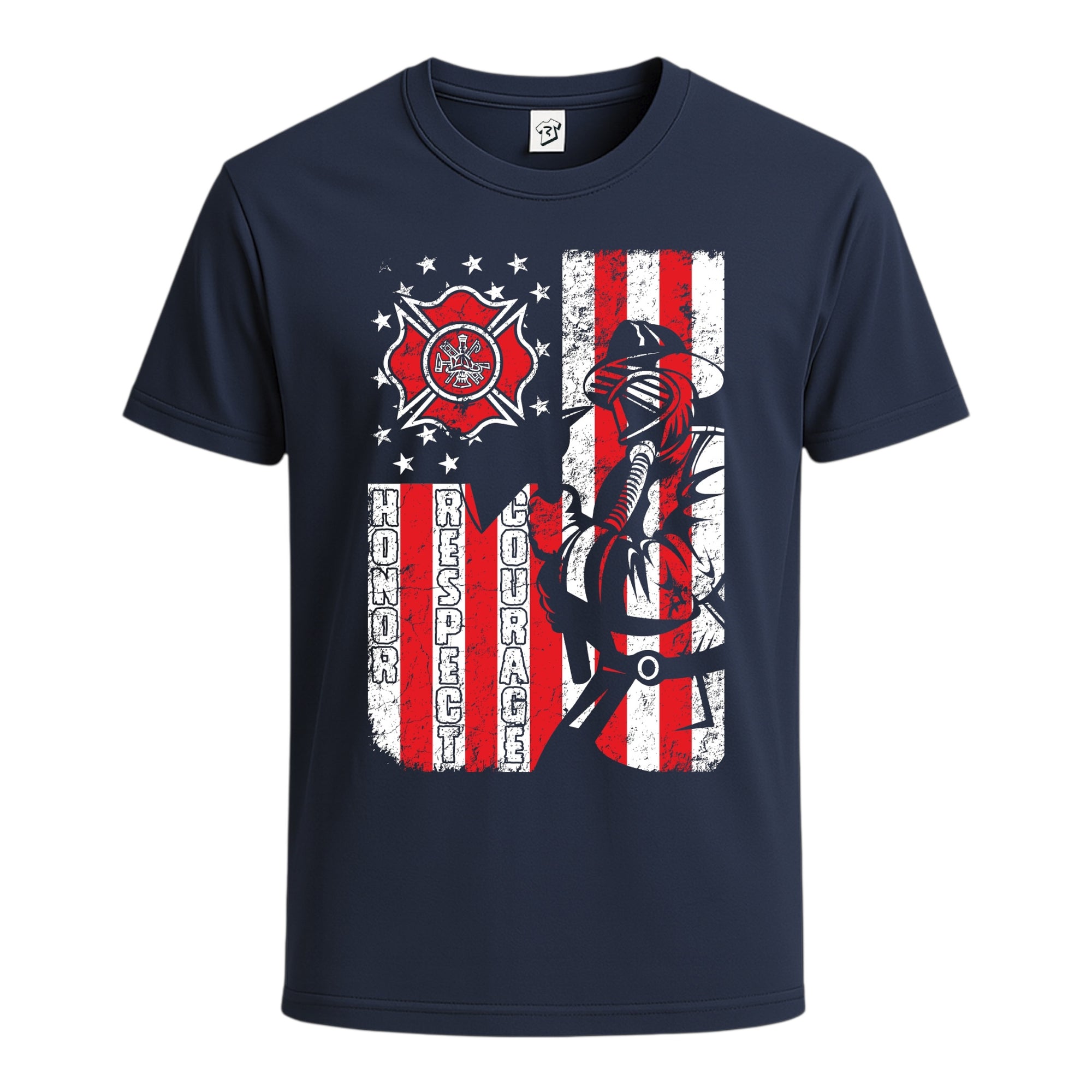 Tees Club graphic tee Firefighters Honor Respect - Cotton Tee Navy Size S front view