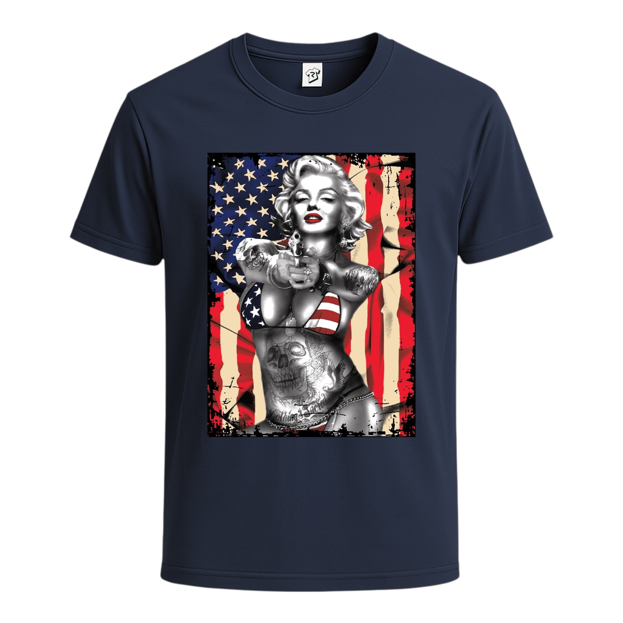Tees Club graphic tee Marilyn Monroe USA - Cotton Tee Navy Size S front view