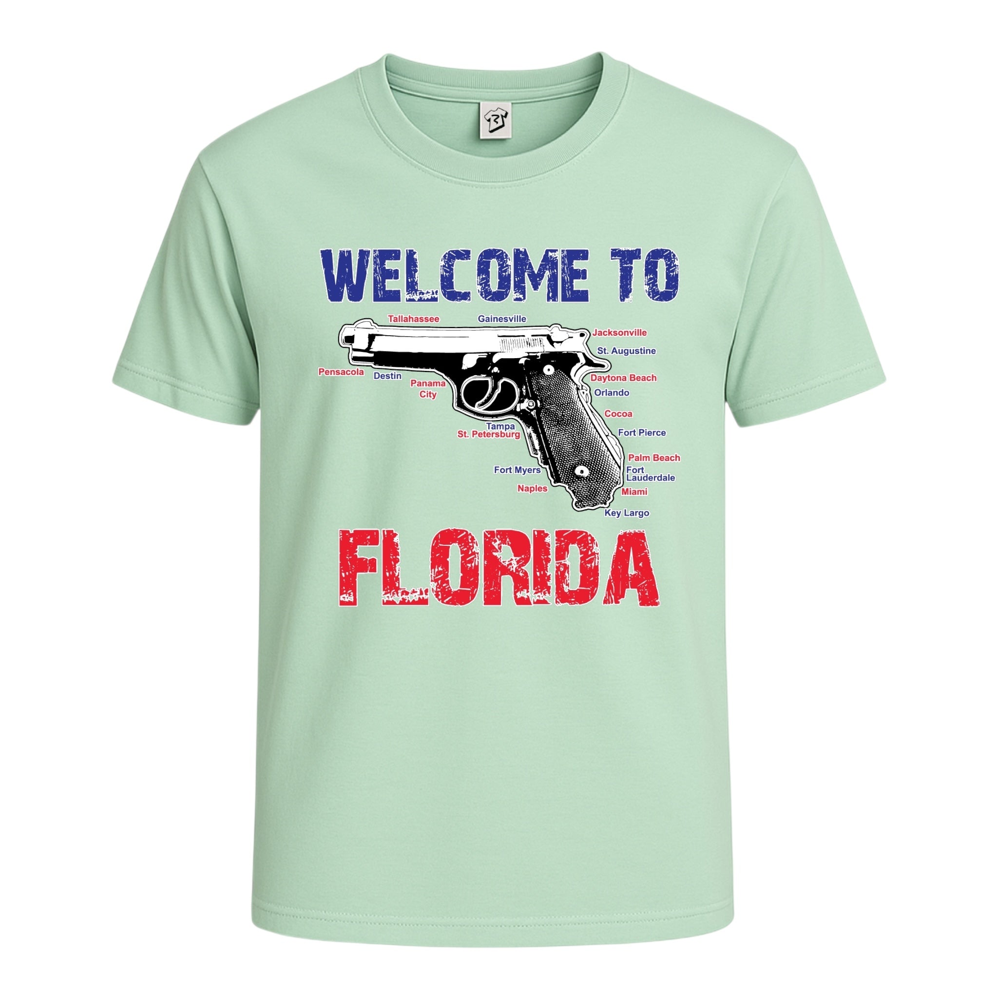 Tees Club graphic tee Welcome to Florida - Cotton Tee Navy Size XL detail