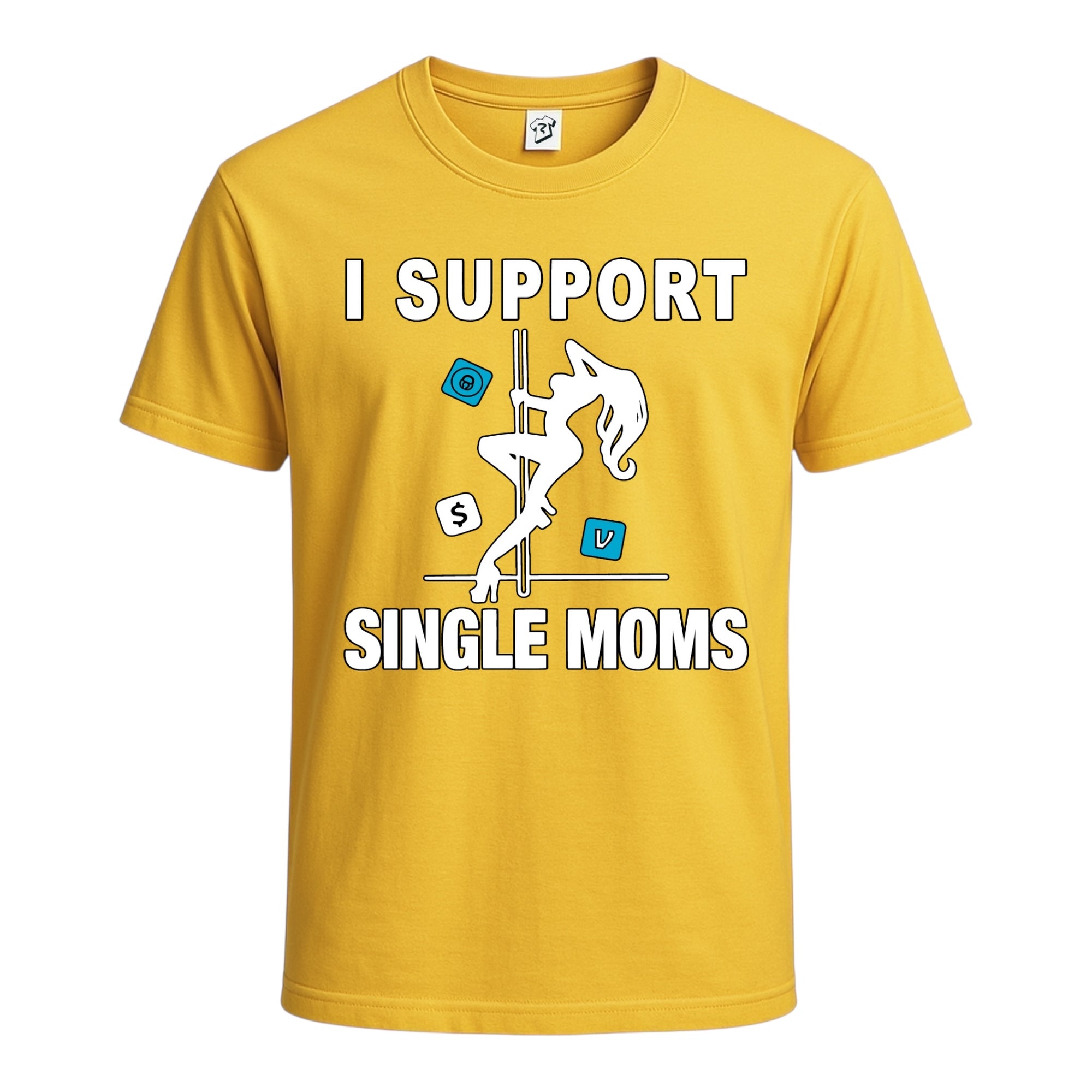 Tees Club graphic tee I Support Single Moms - Cotton Tee Navy Size S front view