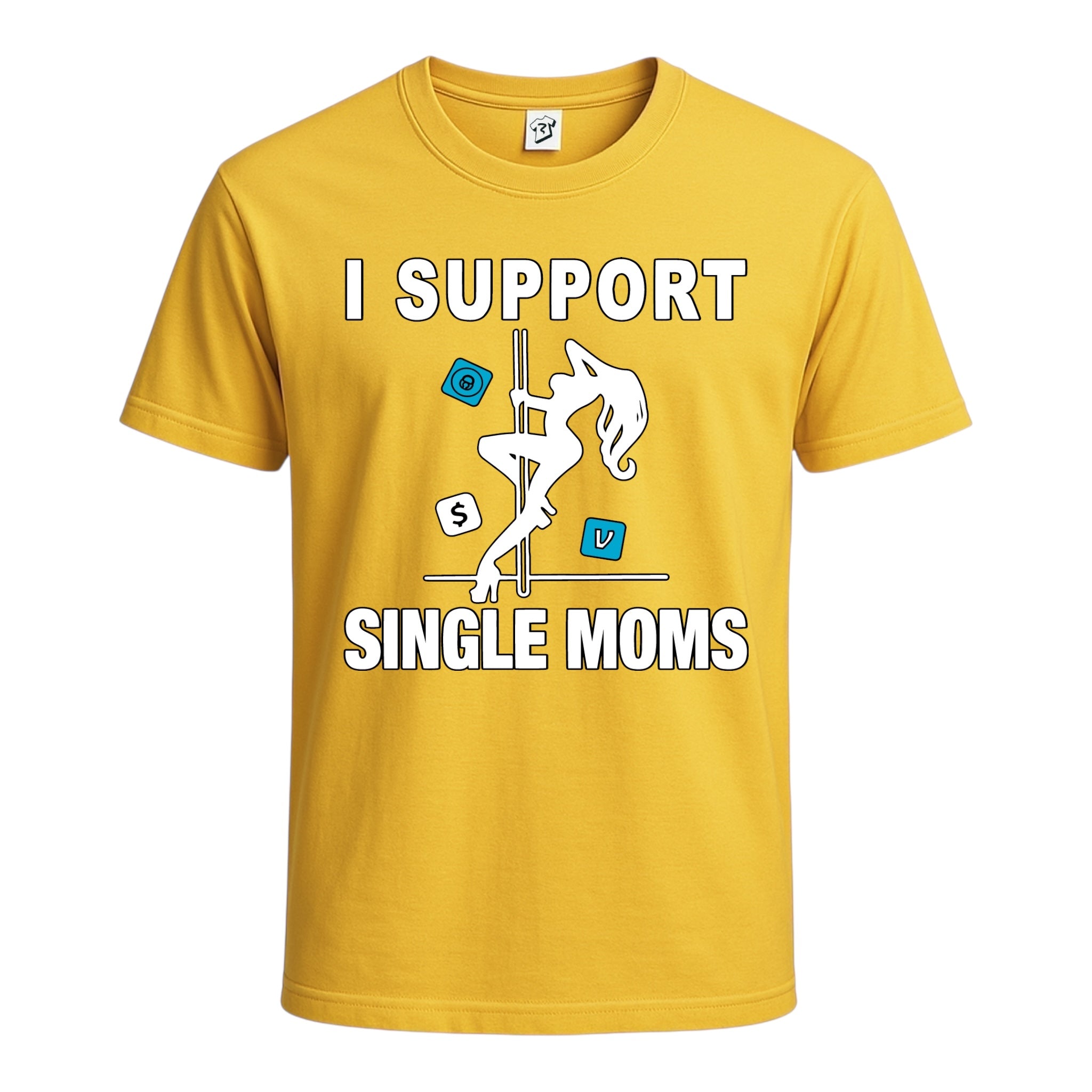 Tees Club graphic tee I Support Single Moms - Cotton Tee Navy Size S front view