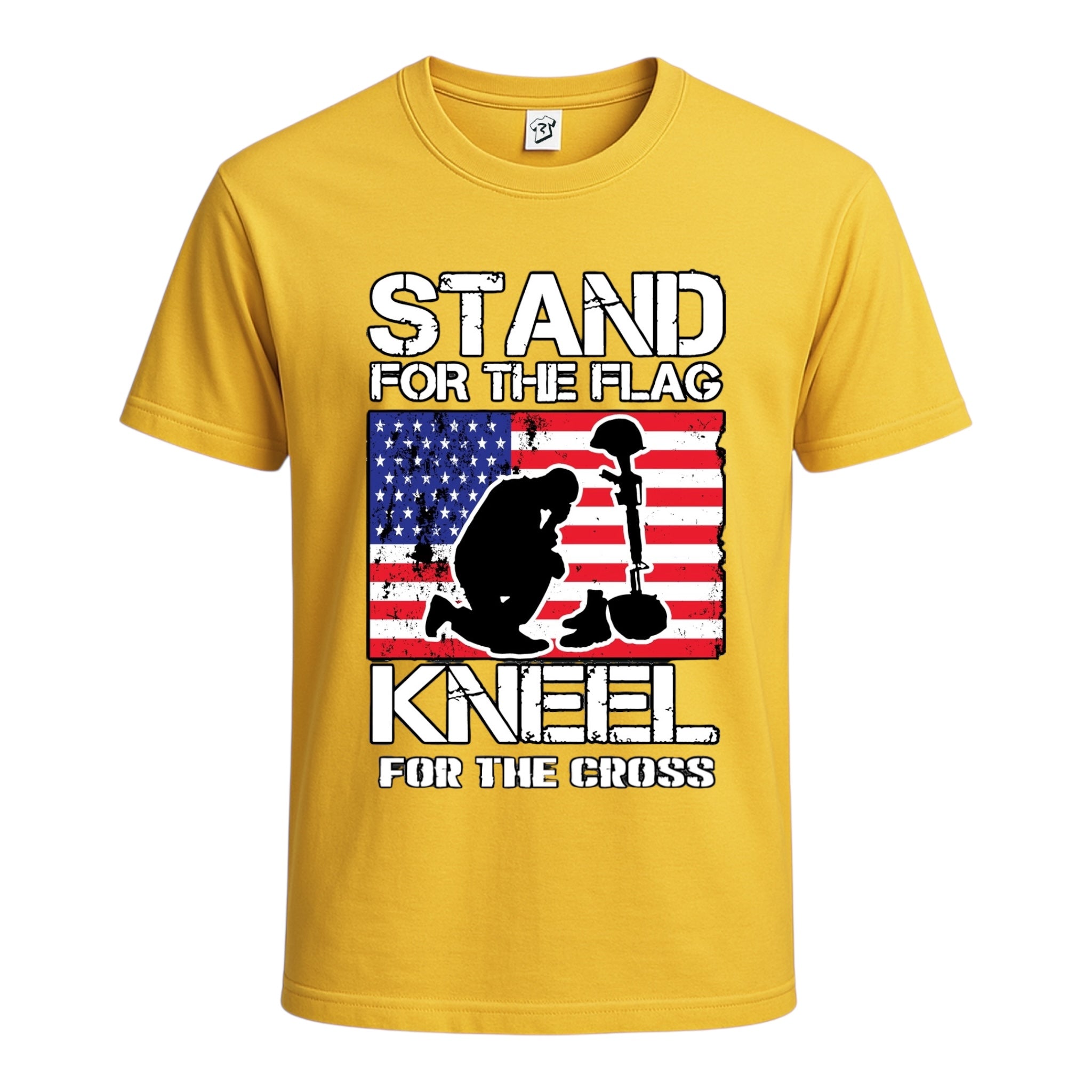 Tees Club graphic tee Stand for the Flag Kneel for the Cross - Cotton Tee Navy Size 3XL detail