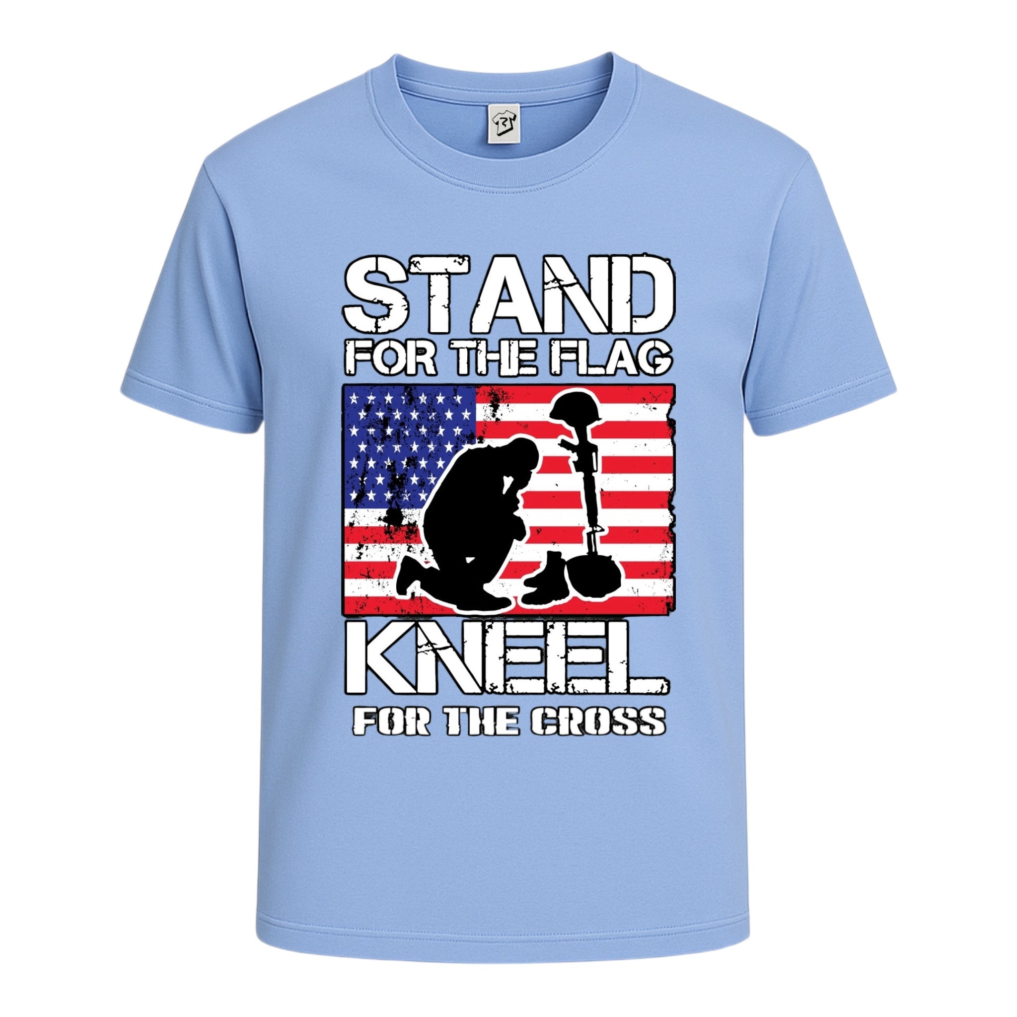 Tees Club graphic tee Stand for the Flag Kneel for the Cross - Cotton Tee Navy Size XL detail