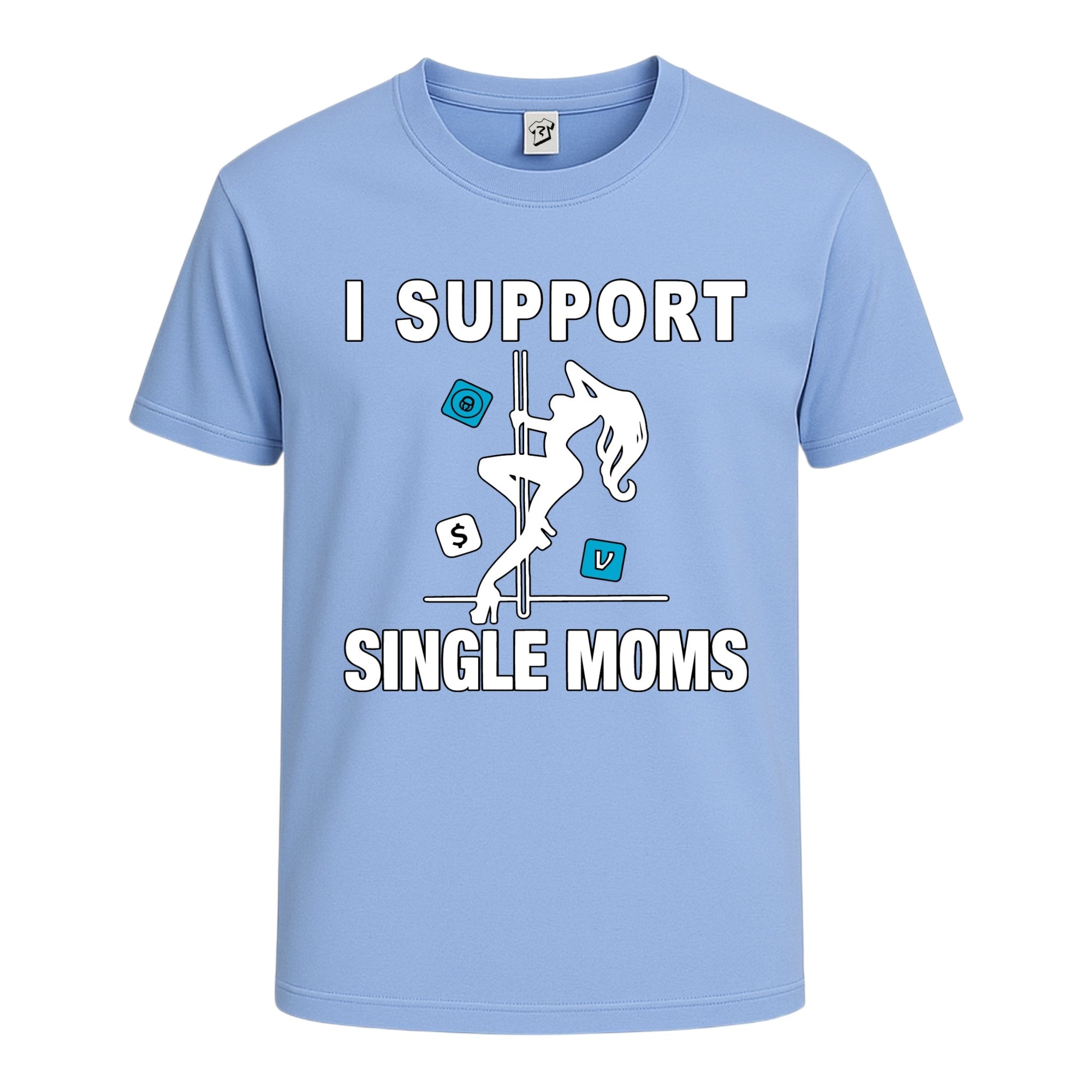 Tees Club graphic tee I Support Single Moms - Cotton Tee Navy Size S back view