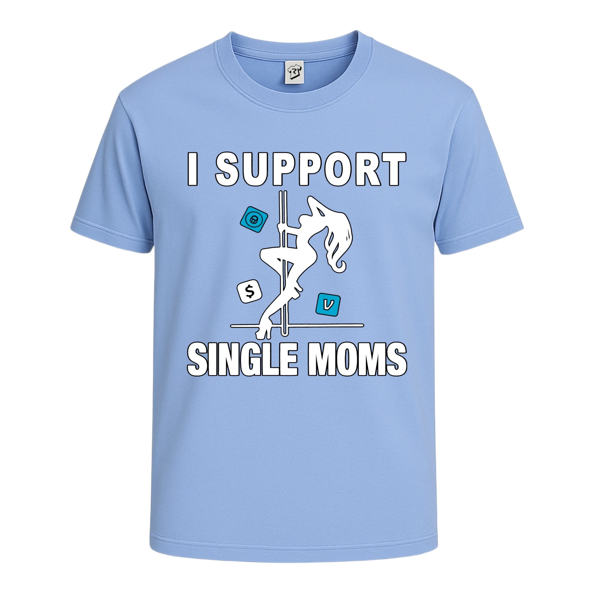 Tees Club graphic tee I Support Single Moms - Cotton Tee Navy Size S back view