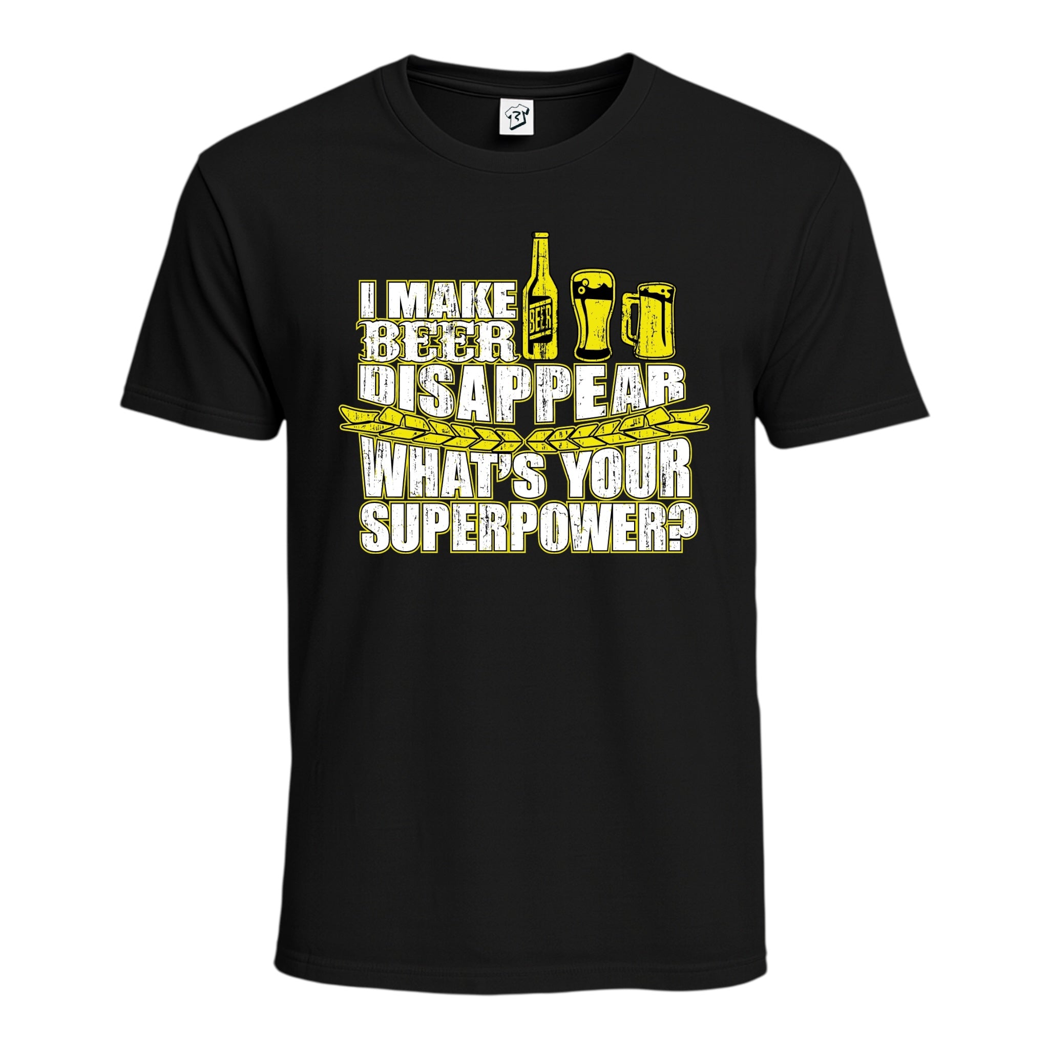 Tees Club graphic tee I Make Beer Disappear What's Your Superpower? - Cotton Tee Navy Size M detail