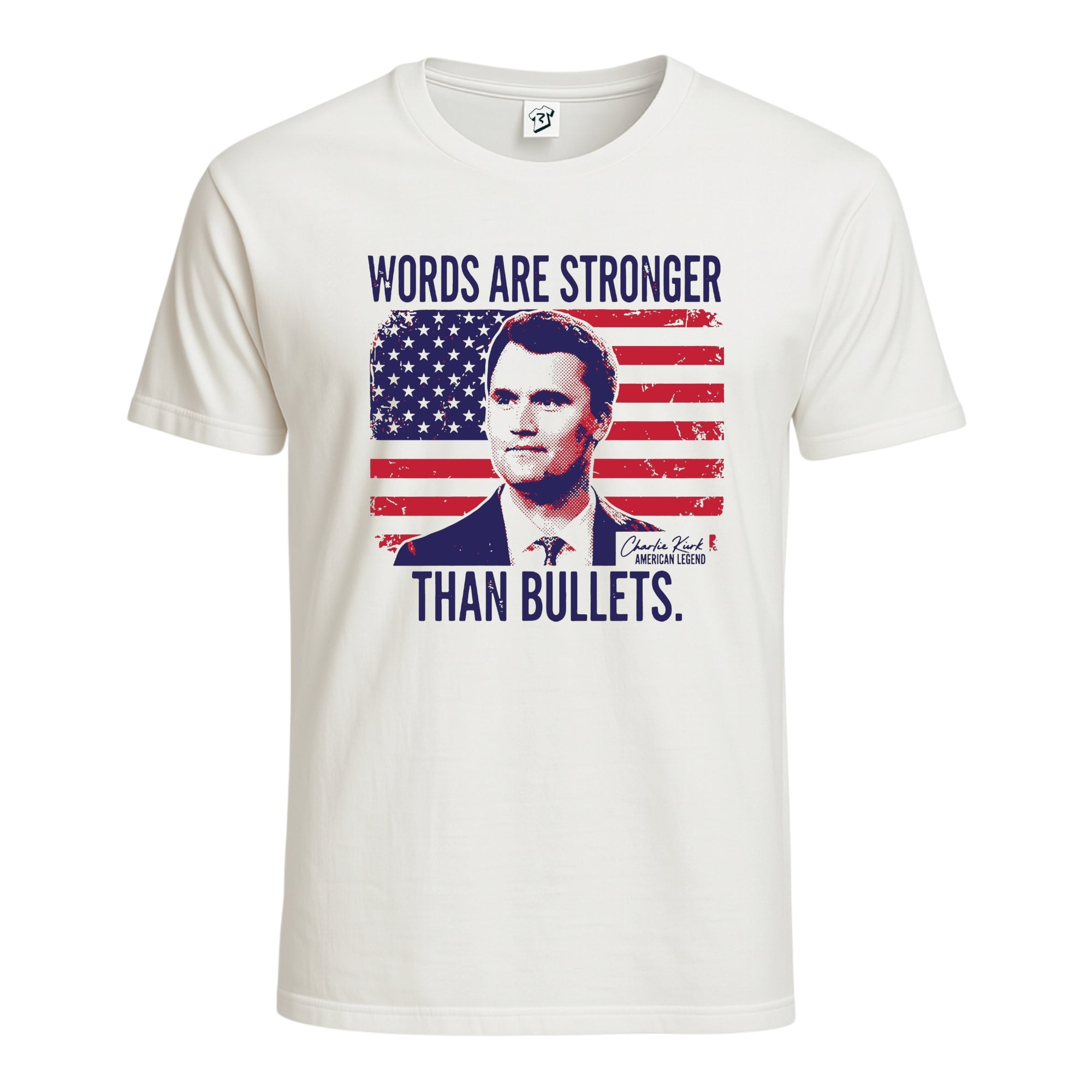 Tees Club graphic tee Words Are Stronger Than Bullets Charlie Kirk - Cotton Tee Pink Size S front view