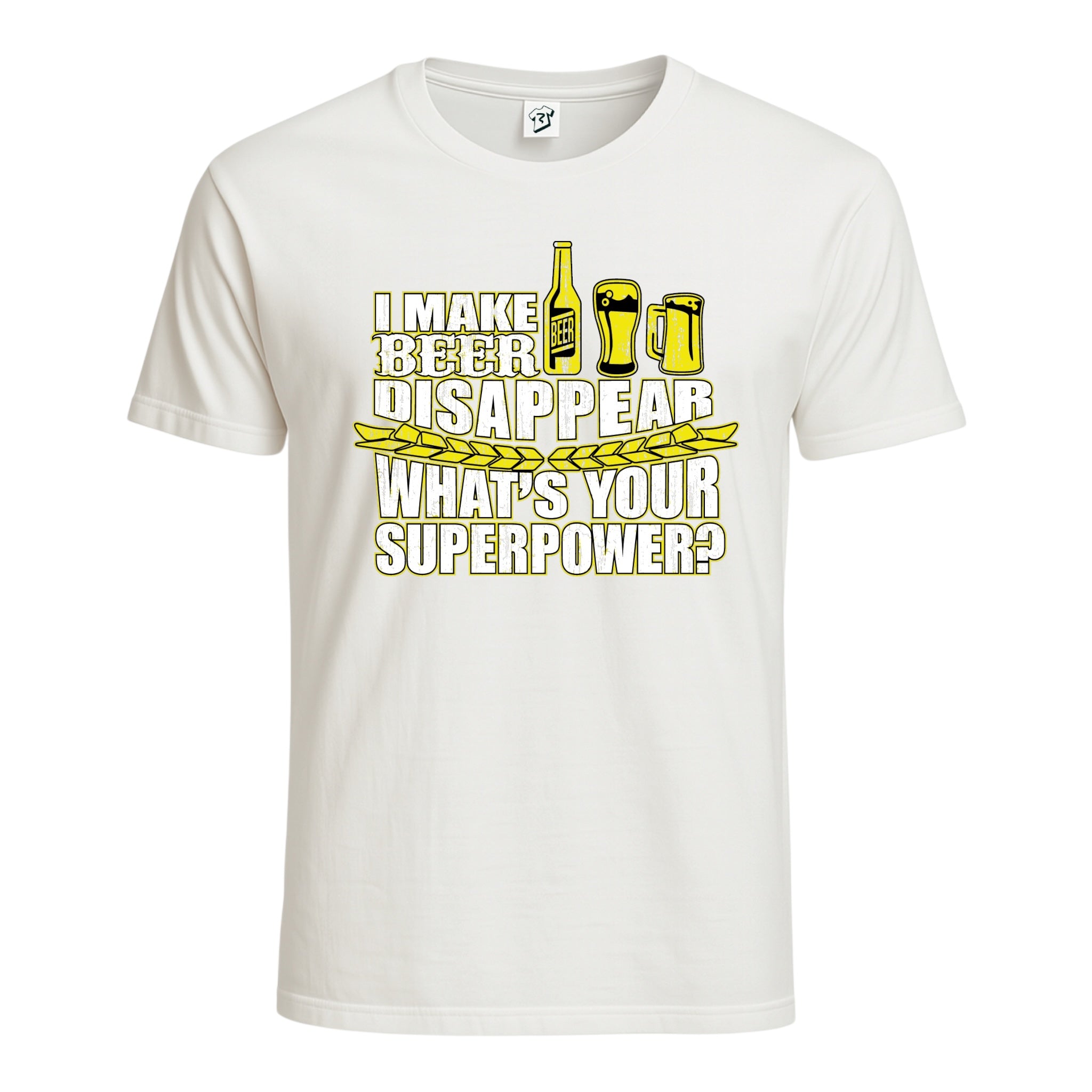 Tees Club graphic tee I Make Beer Disappear What's Your Superpower? - Cotton Tee Navy Size 3XL detail