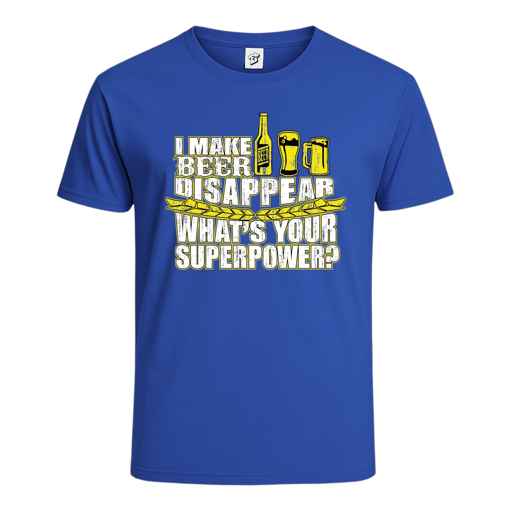 Tees Club graphic tee I Make Beer Disappear What's Your Superpower? - Cotton Tee Navy Size XL detail