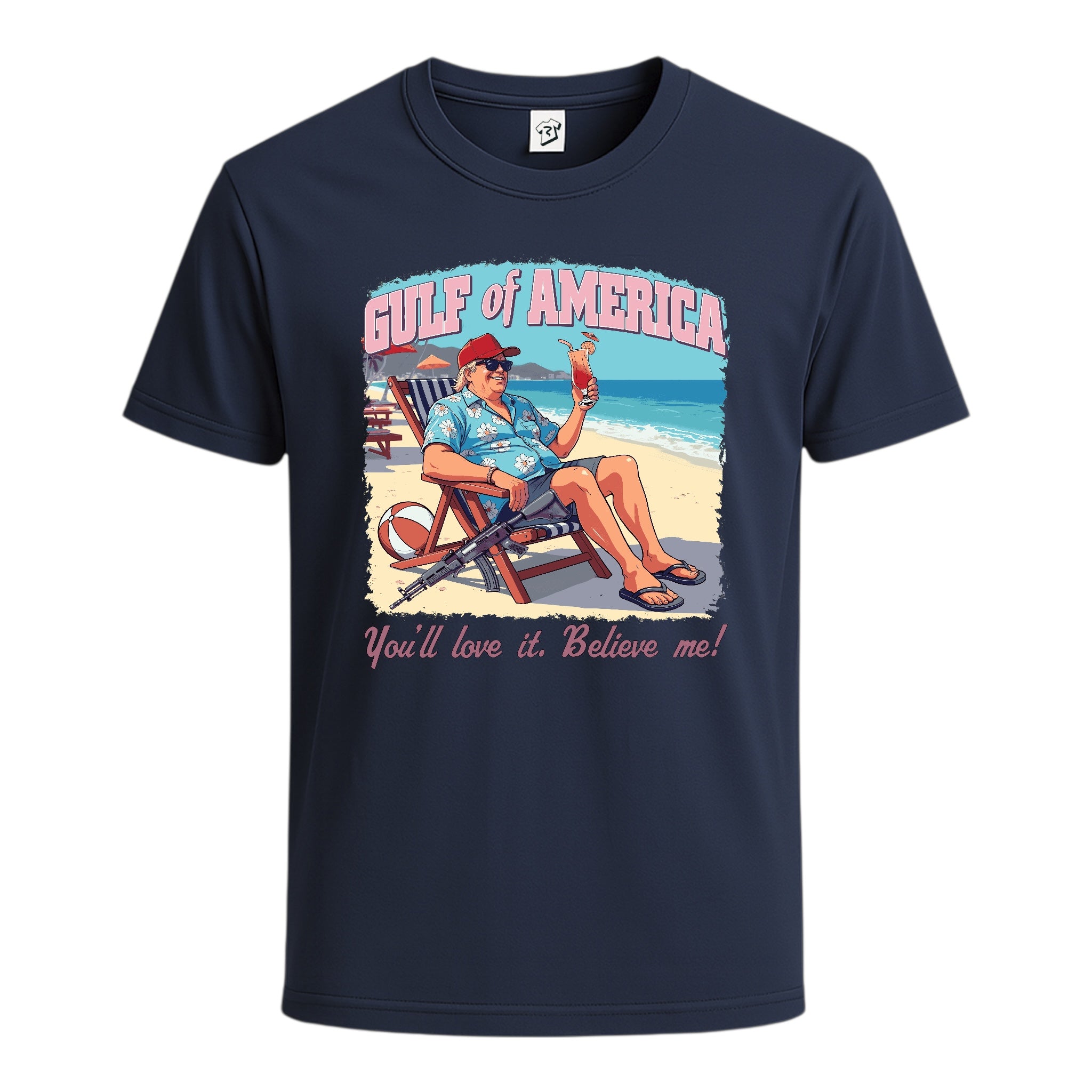 Tees Club graphic tee Gulf of America You'll Love It Believe Me - Cotton Tee Navy Size S back view