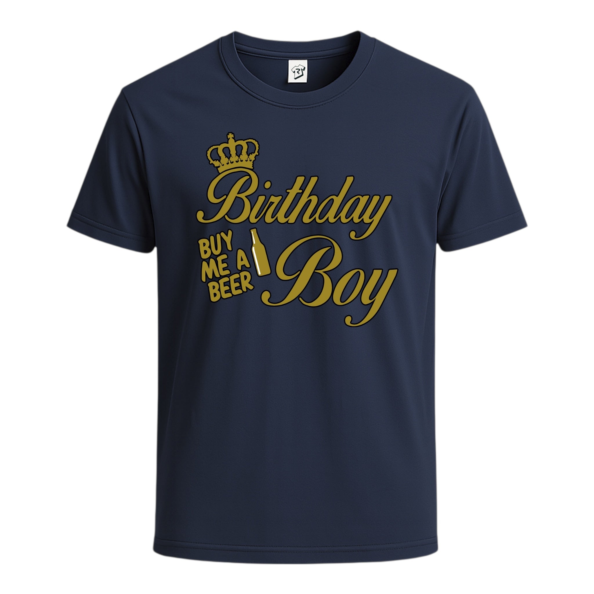 Tees Club graphic tee Birthday Boy (Buy Me a Beer) - Cotton Tee Navy Size S front view