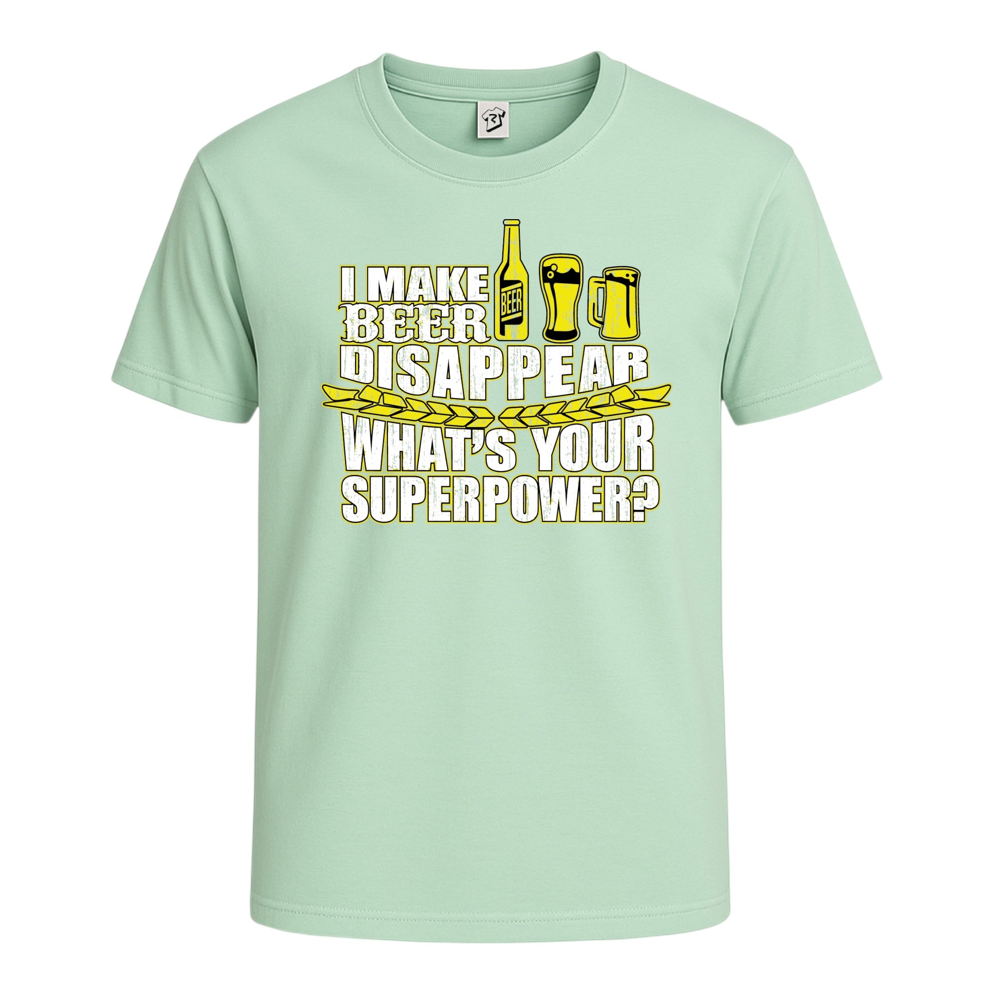 Tees Club graphic tee I Make Beer Disappear What's Your Superpower? - Cotton Tee Navy Size S front view