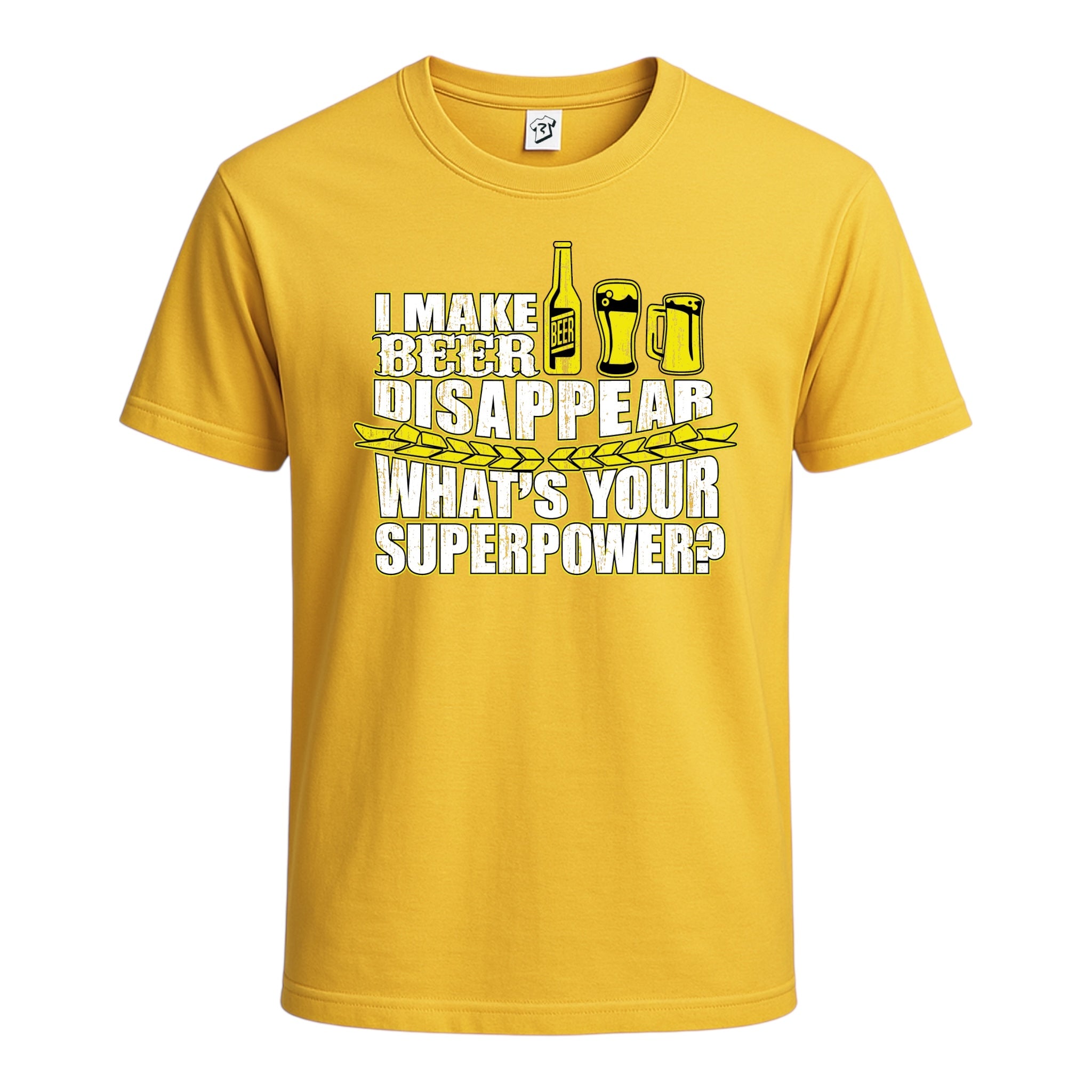 Tees Club graphic tee I Make Beer Disappear What's Your Superpower? - Cotton Tee Navy Size 2XL detail