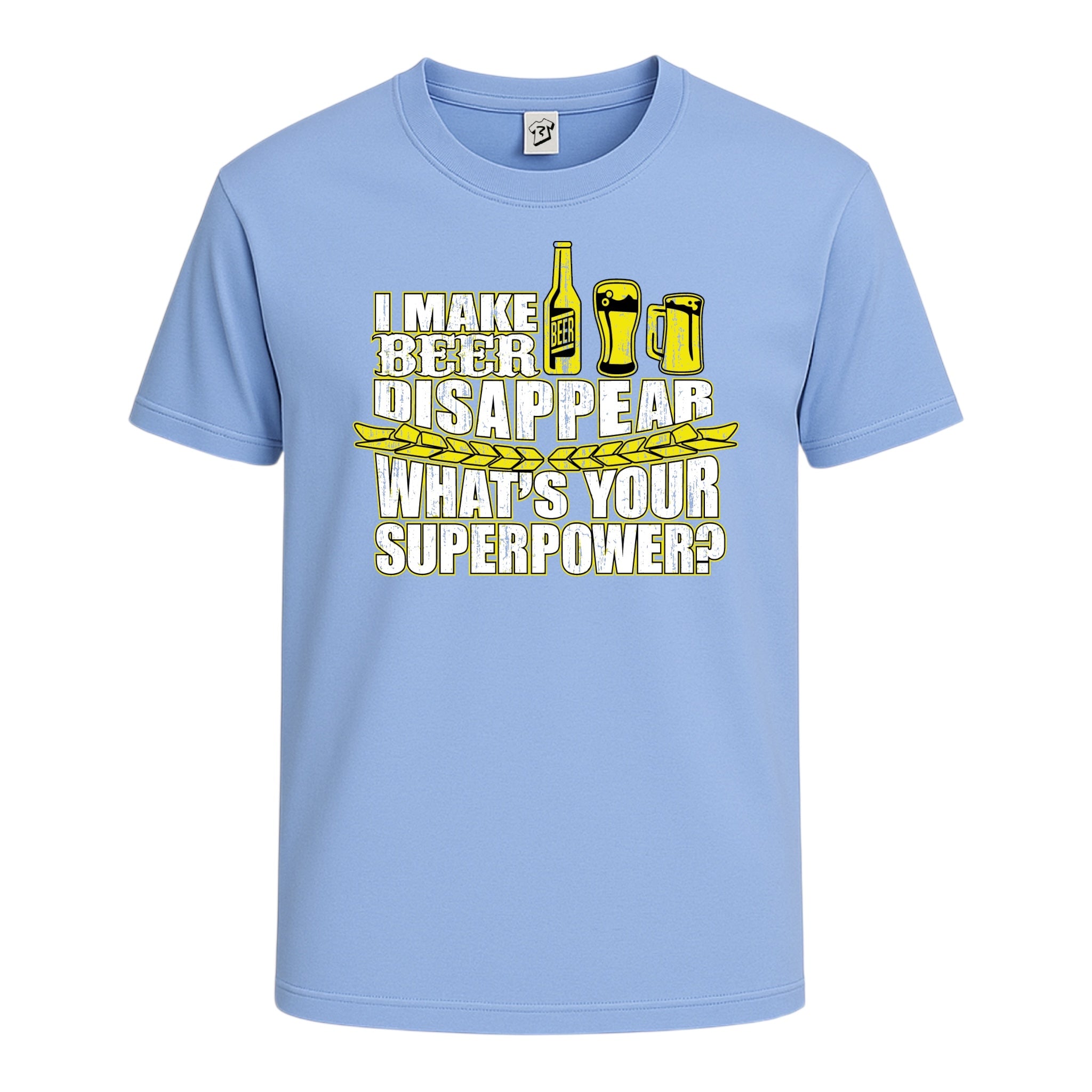 Tees Club graphic tee I Make Beer Disappear What's Your Superpower? - Cotton Tee Navy Size XL detail