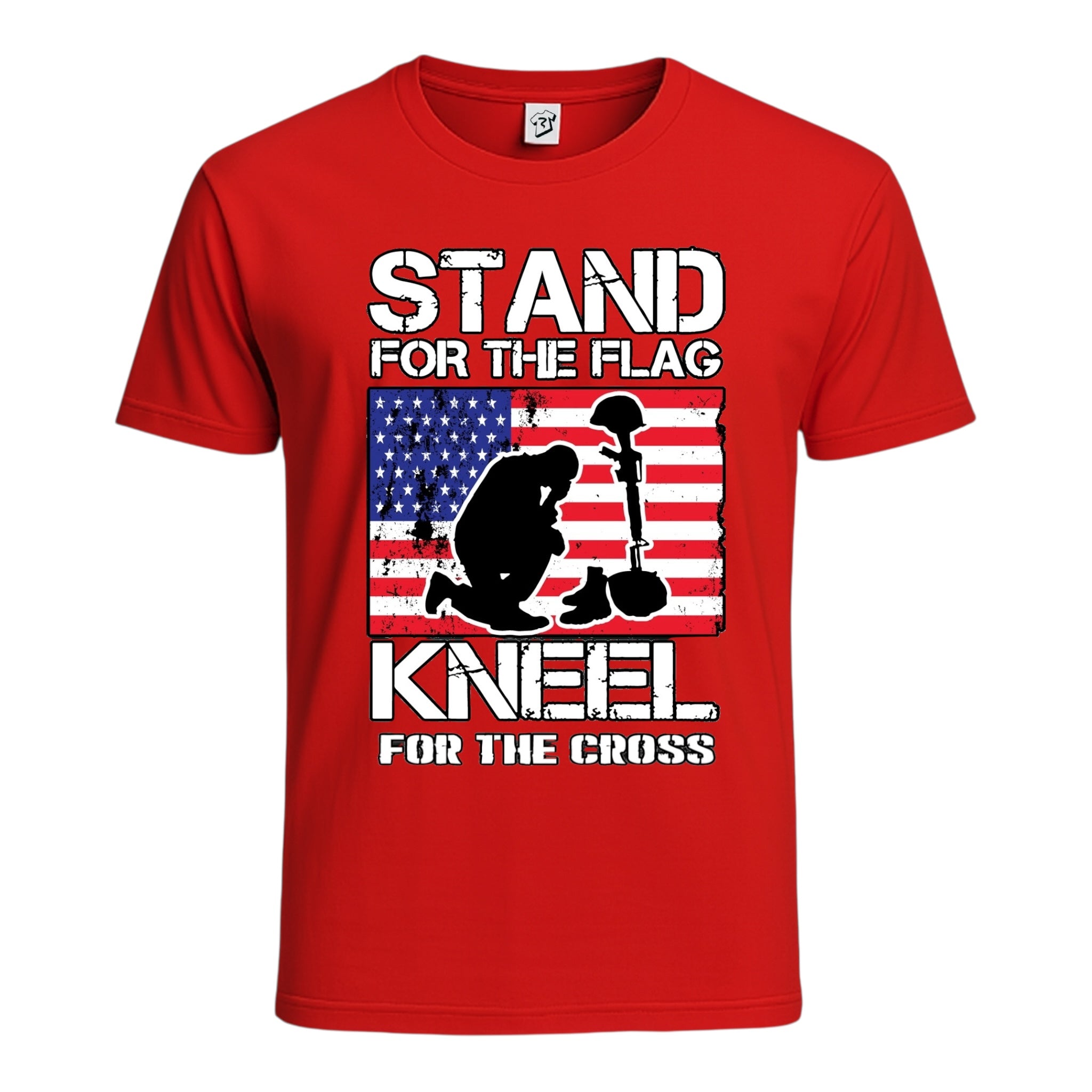 Tees Club graphic tee Stand for the Flag Kneel for the Cross - Cotton Tee Navy Size S front view