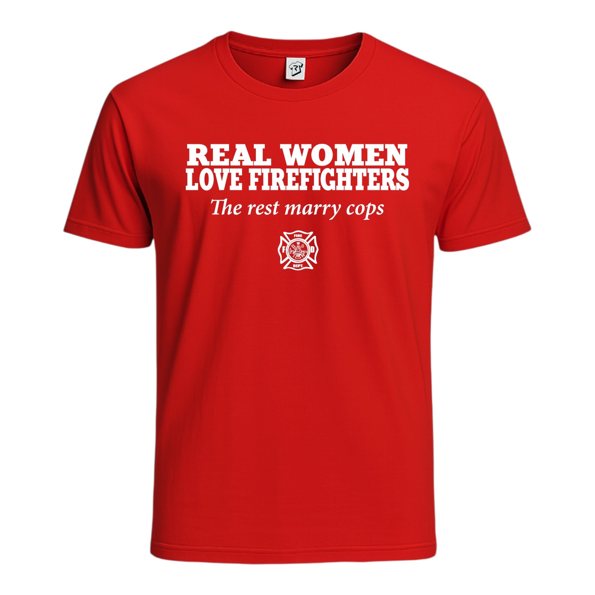 Tees Club graphic tee Real Women Love Firefighters - Cotton Tee Navy Size S front view