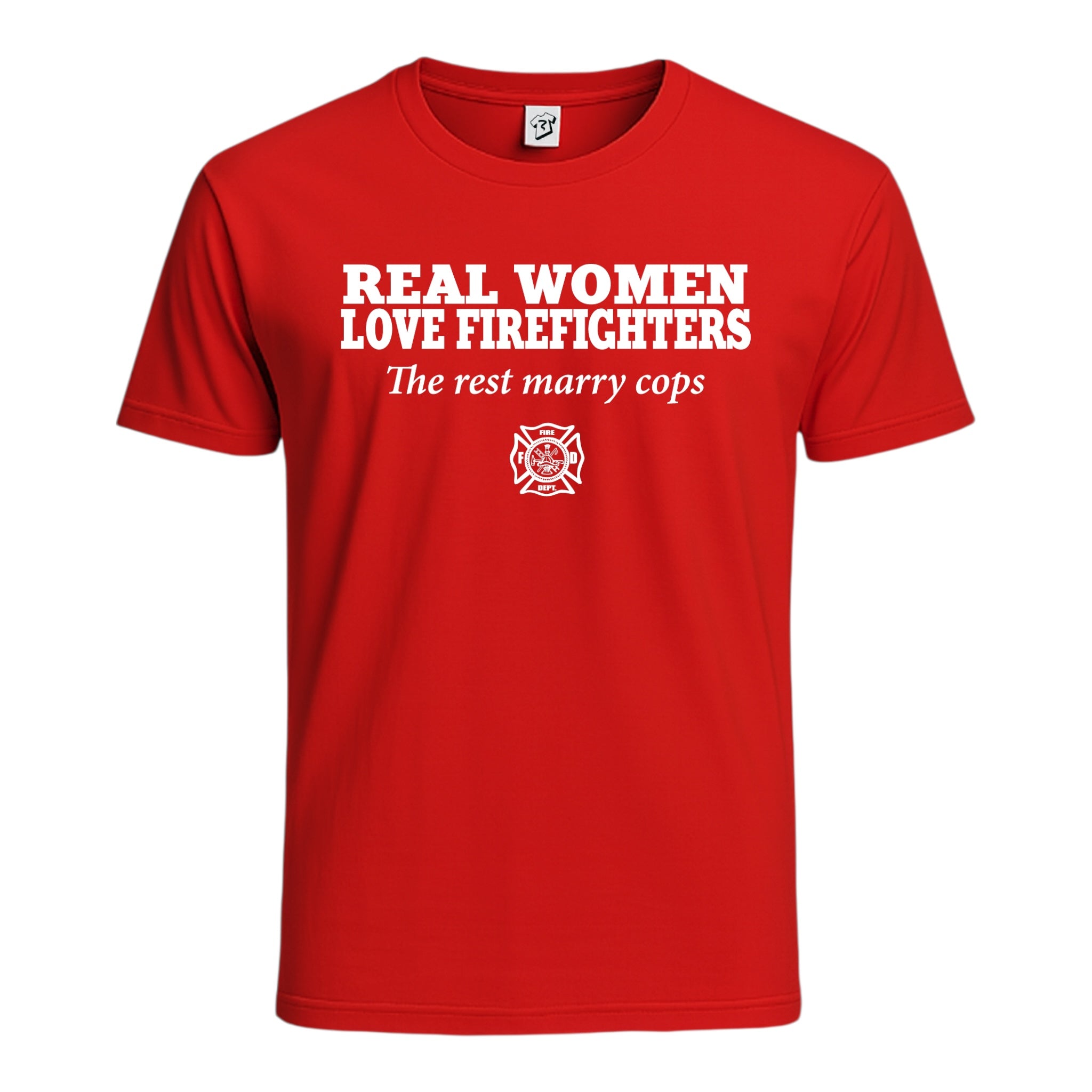 Tees Club graphic tee Real Women Love Firefighters - Cotton Tee Navy Size S front view