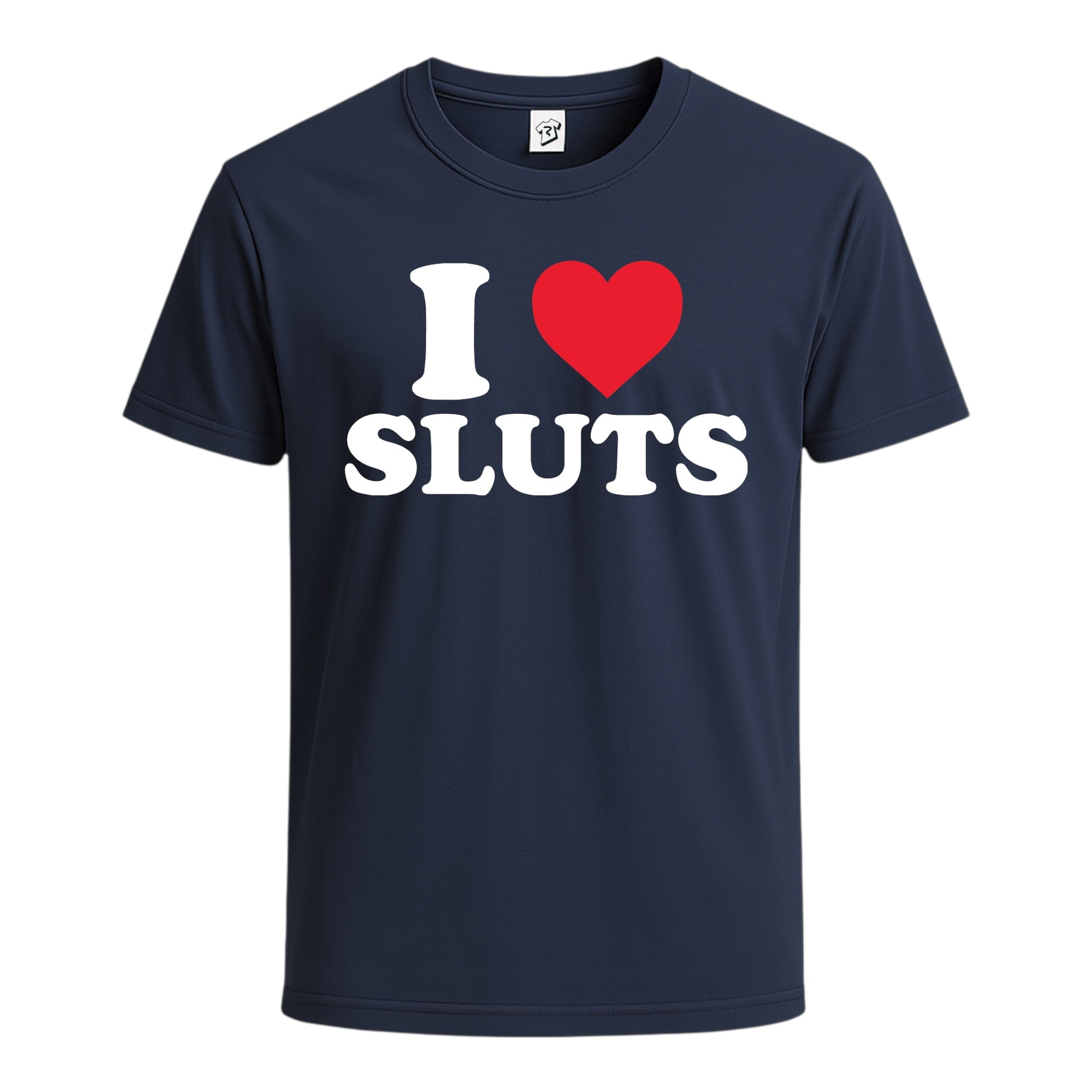 Tees Club graphic tee I Love Sluts - Cotton Tee Navy Size 2XL detail
