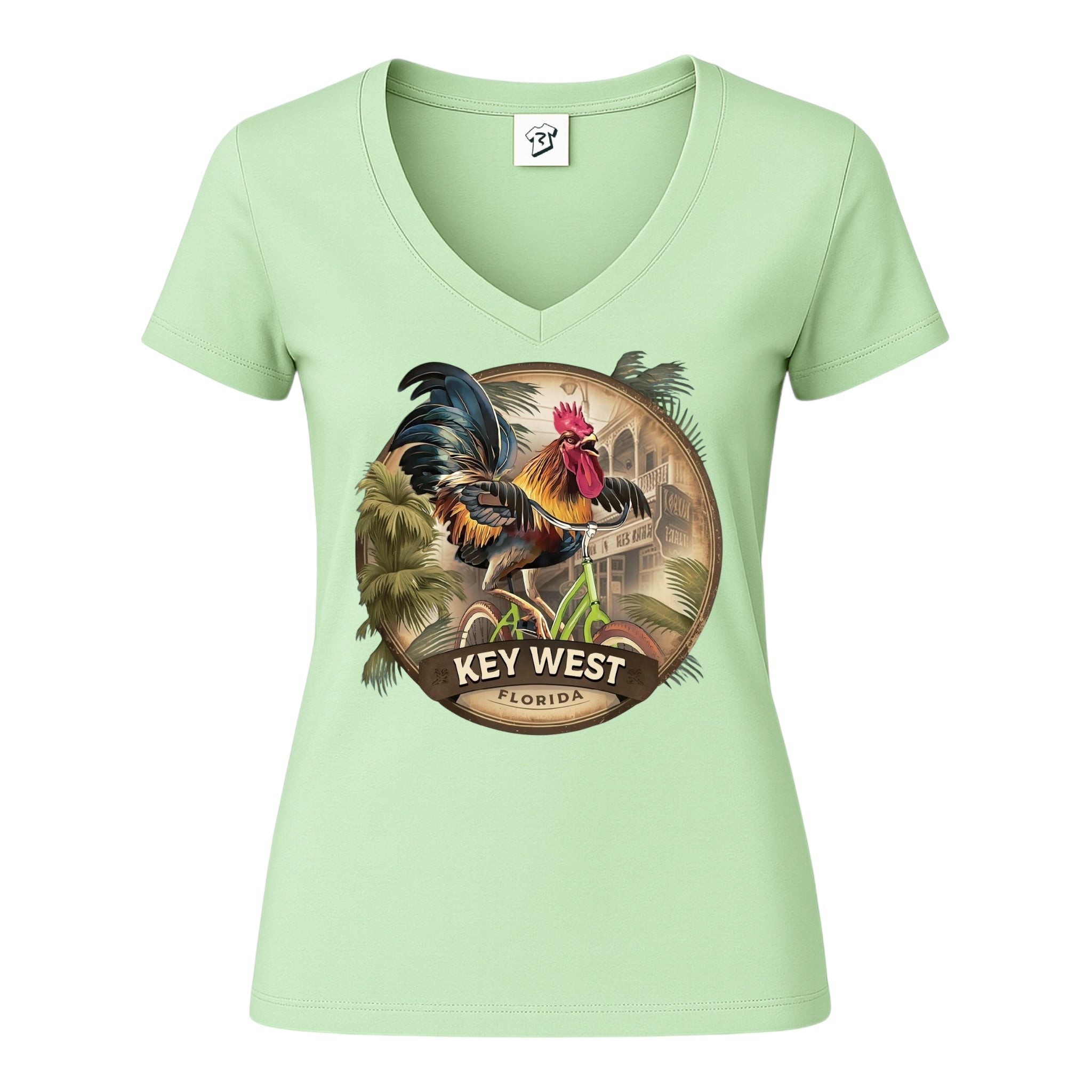 Tees Club v-neck t-shirt Bike Rooster KW - V-Neck Tee Black Size XS back view