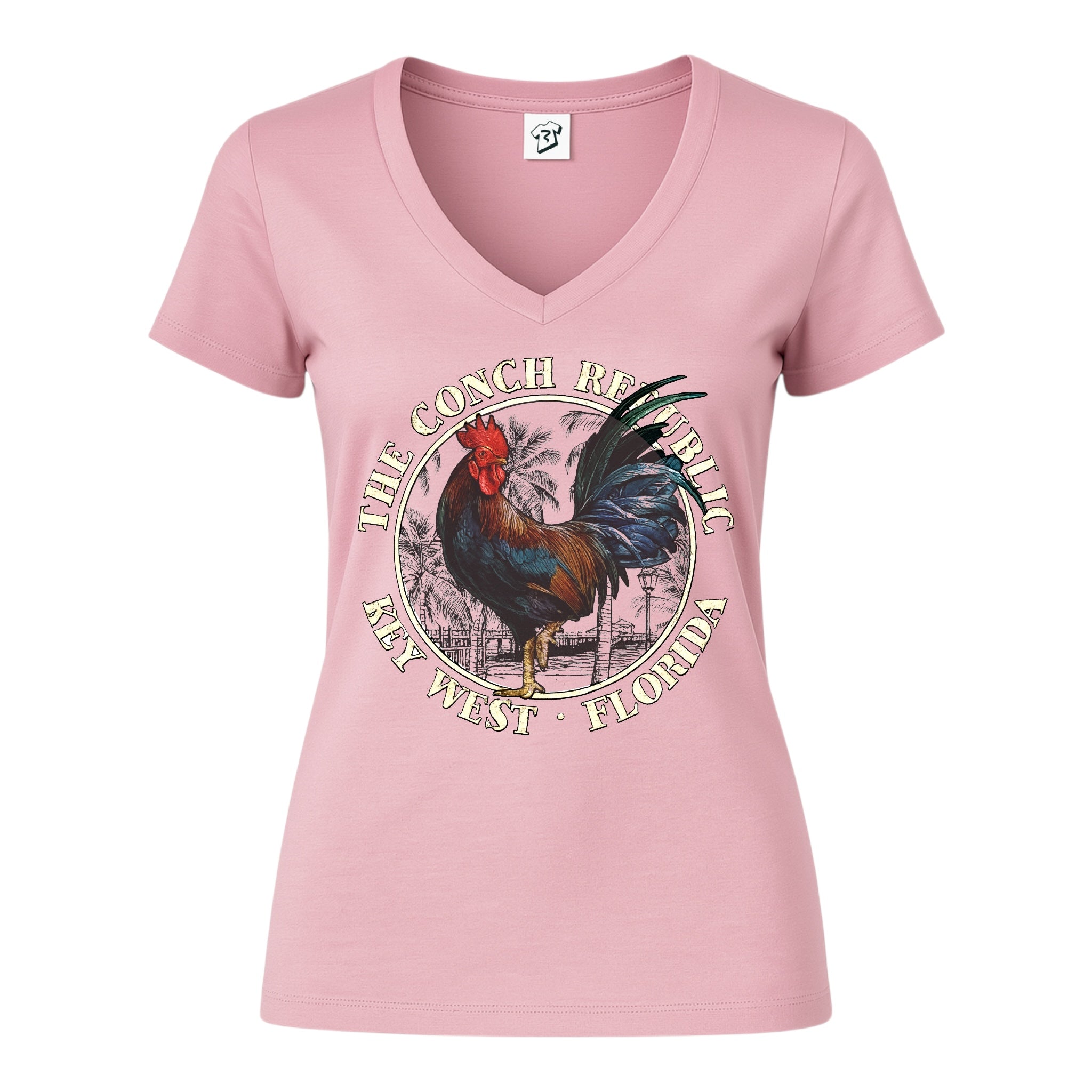 Tees Club v-neck t-shirt Rooster Conch Rep KW - V-Neck Tee Black Size XS front view