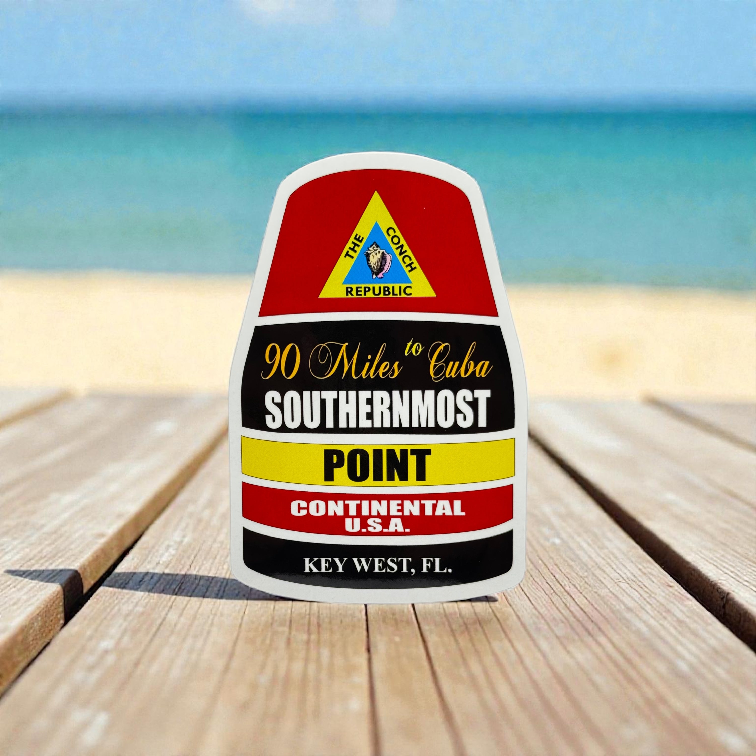 Tees Club vinyl sticker pack Southernmost Point - Sticker (4" x 3") X3 pack detail