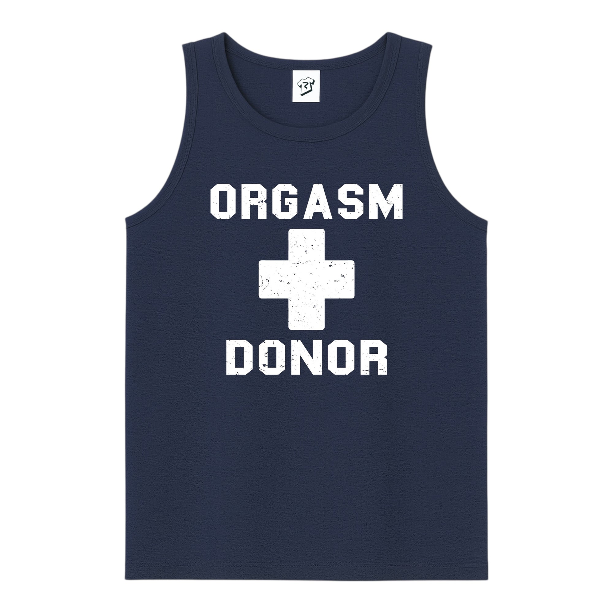Tees Club tank top Orgasm Donor - Tank Top Navy Size S back view