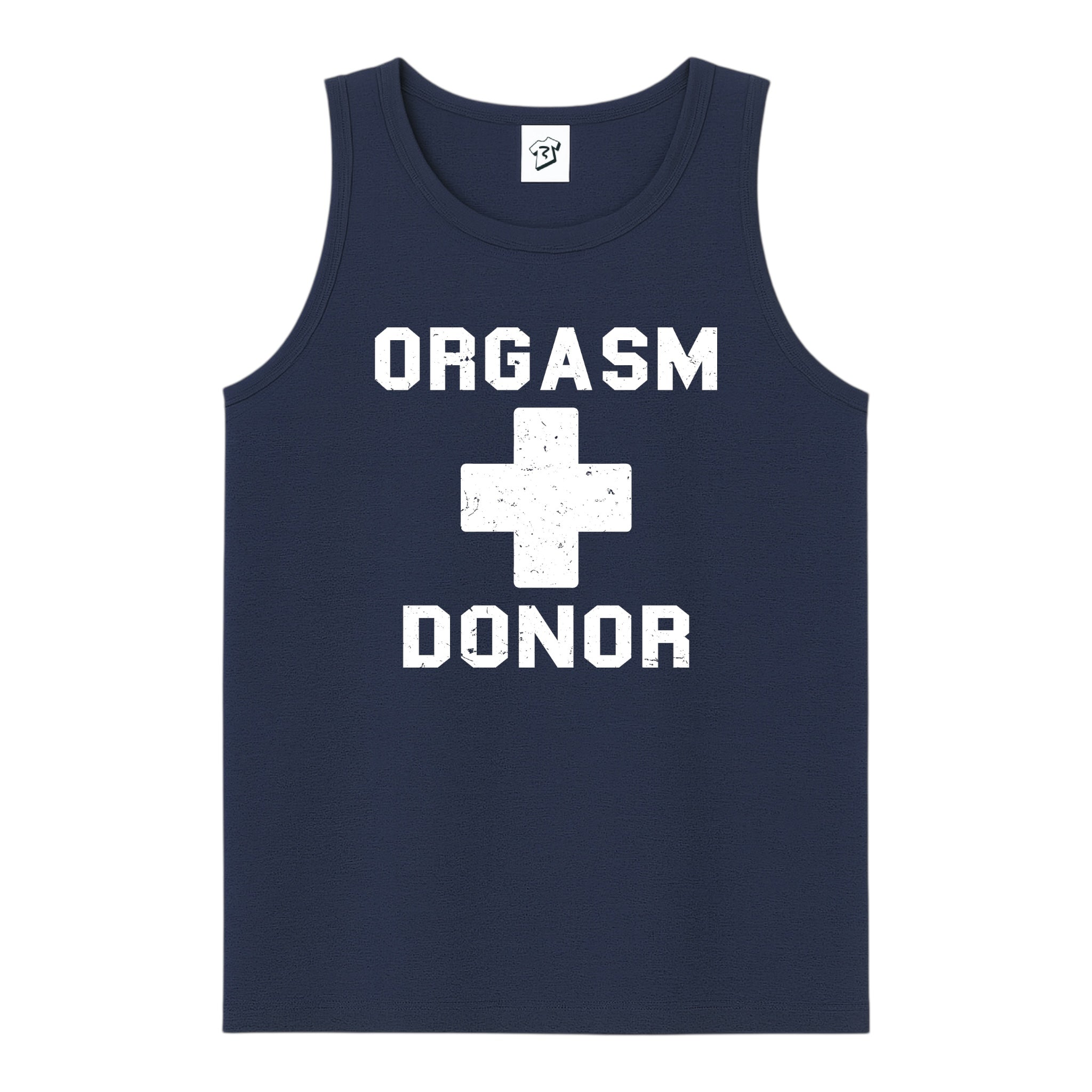 Tees Club tank top Orgasm Donor - Tank Top Navy Size S back view