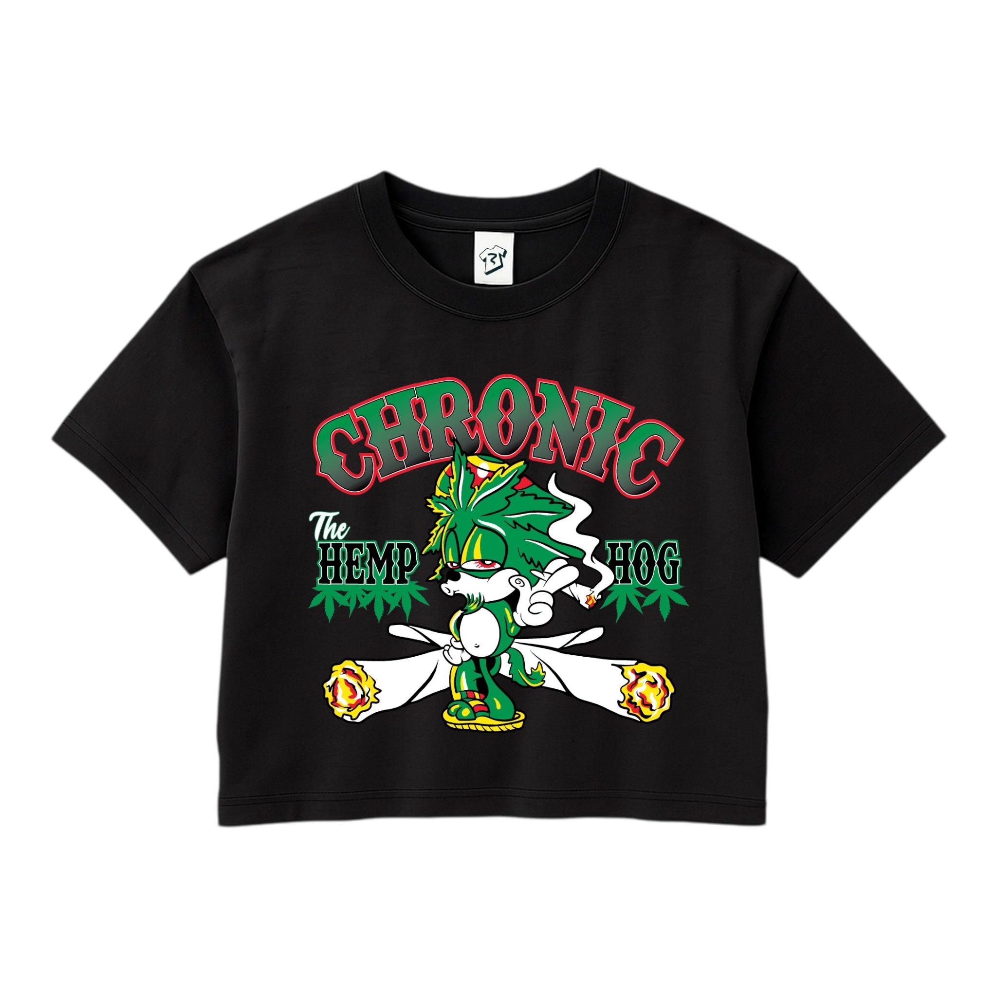 Tees Club crop top Chronic Hemp Dog - Crop Top Black Size XS back view