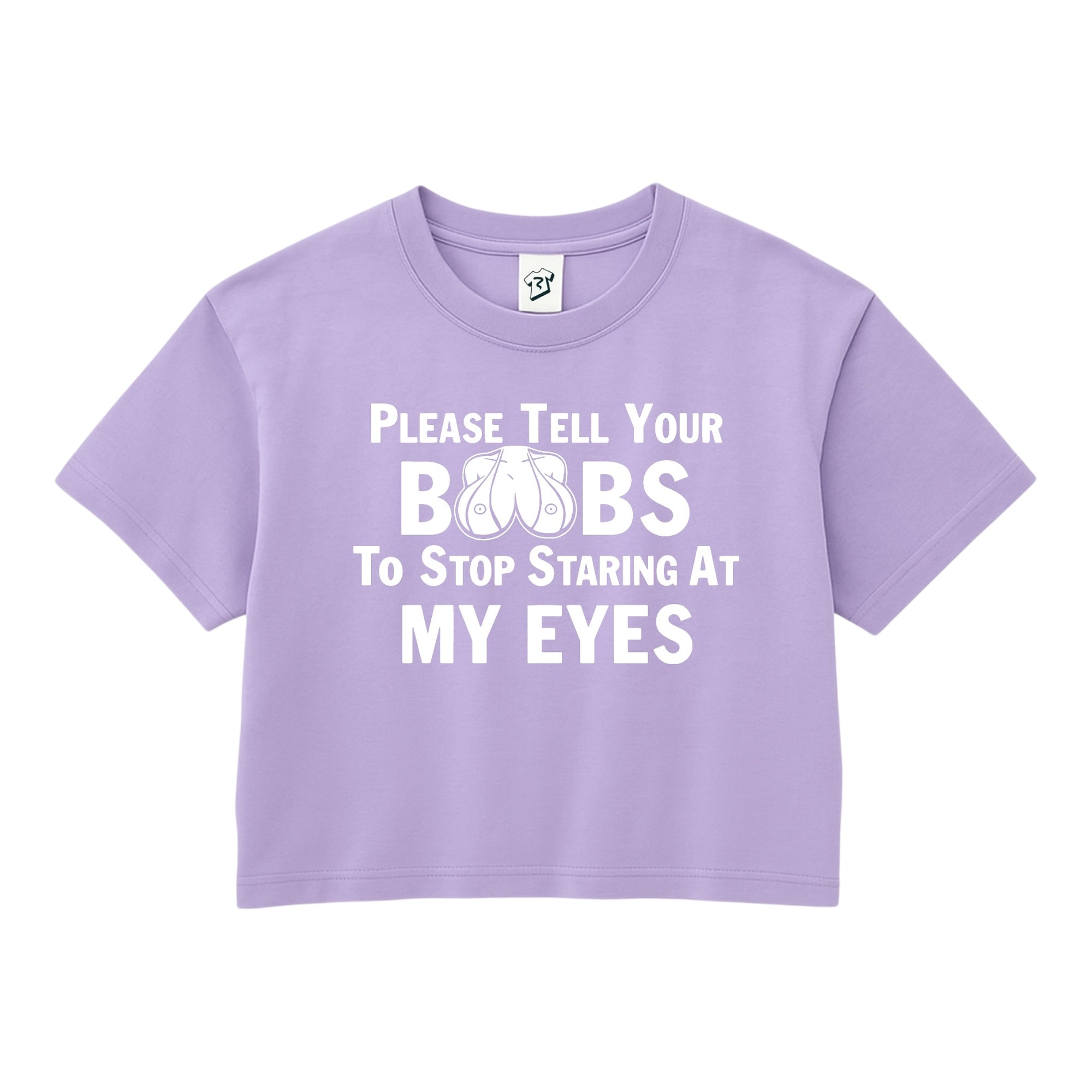 Tees Club crop top Please Tell Your Boobs to Stop Staring At My Eyes - Crop Top Black Size XS back view