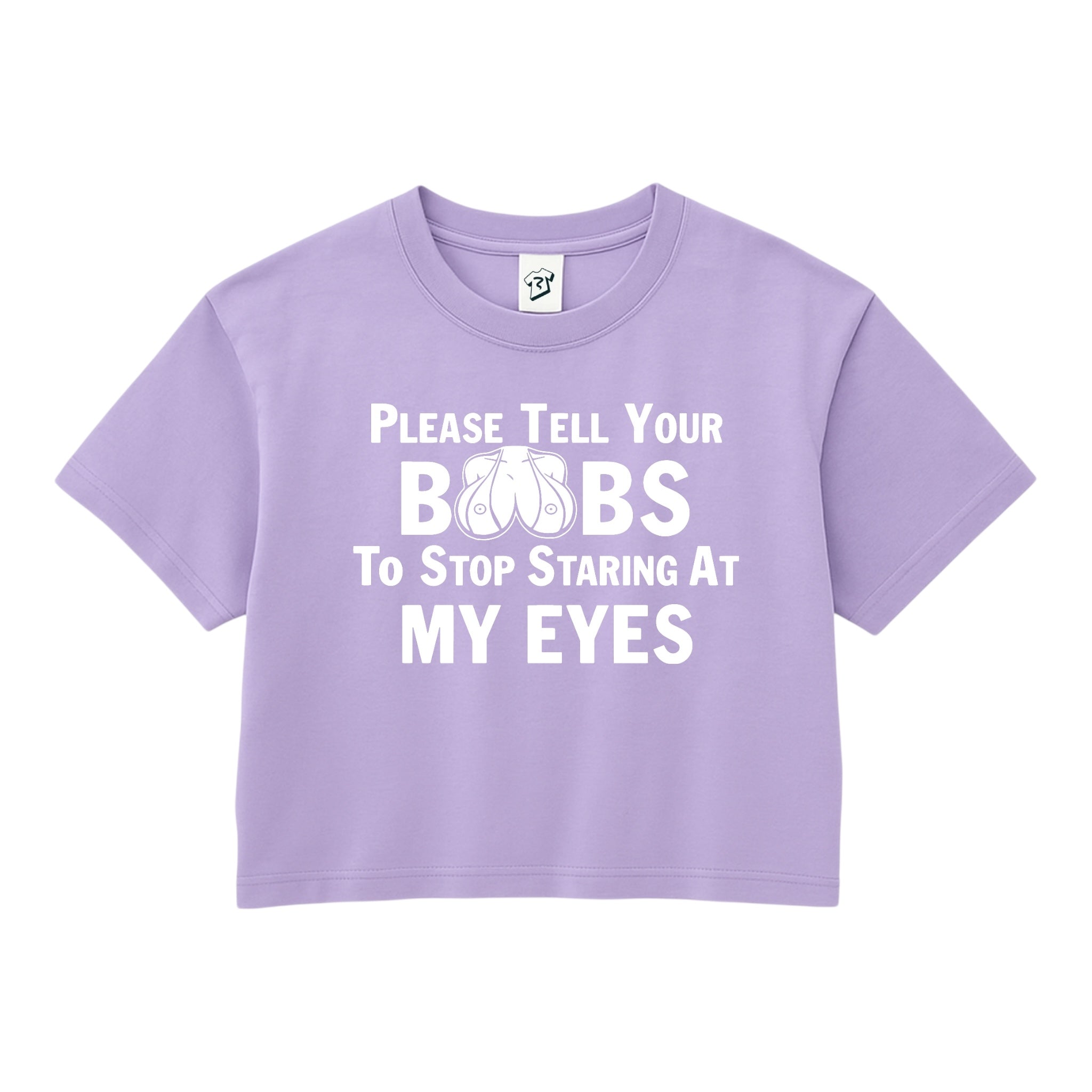 Tees Club crop top Please Tell Your Boobs to Stop Staring At My Eyes - Crop Top Black Size XS back view