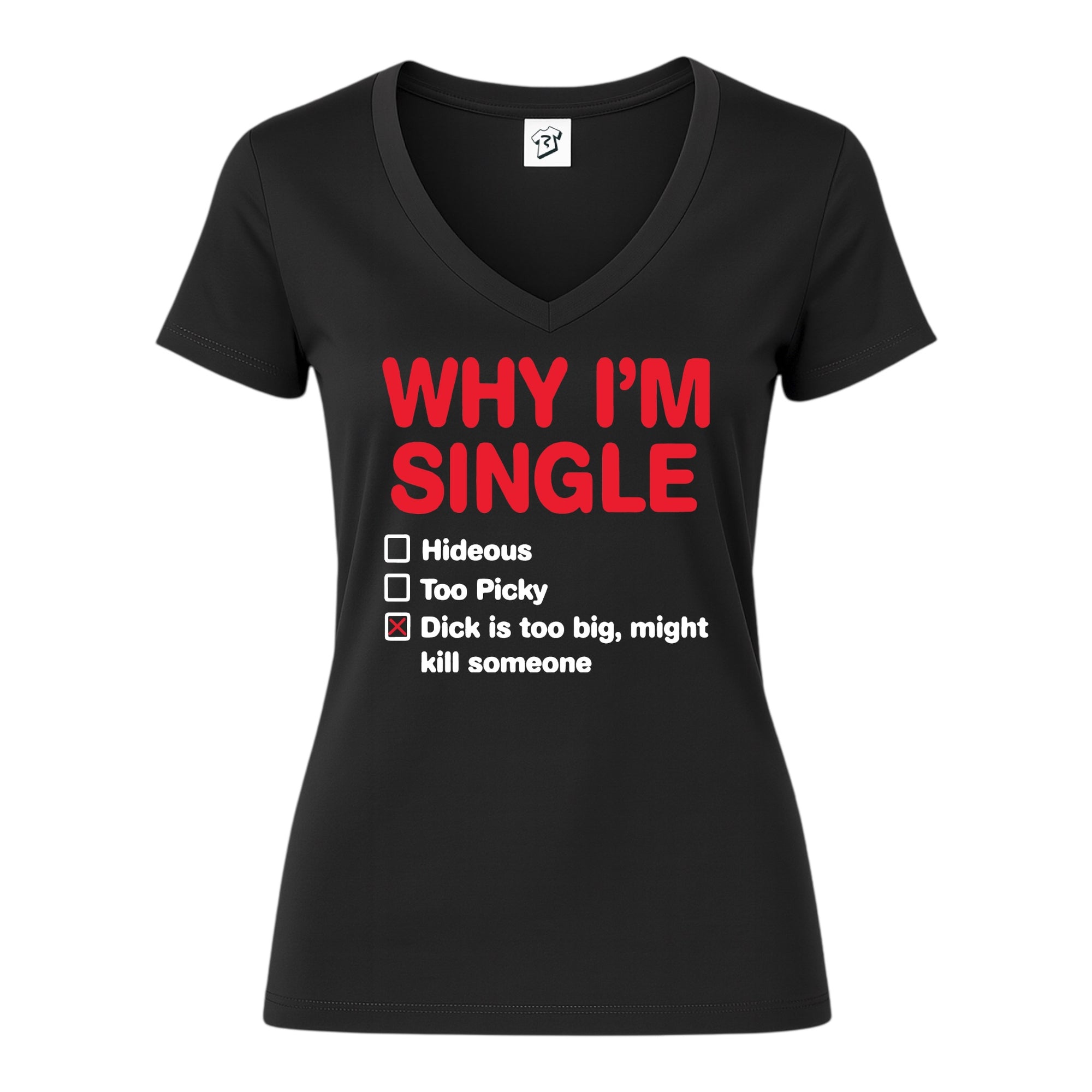 Tees Club v-neck t-shirt Why I'm Single - V-Neck Tee Black Size XS front view