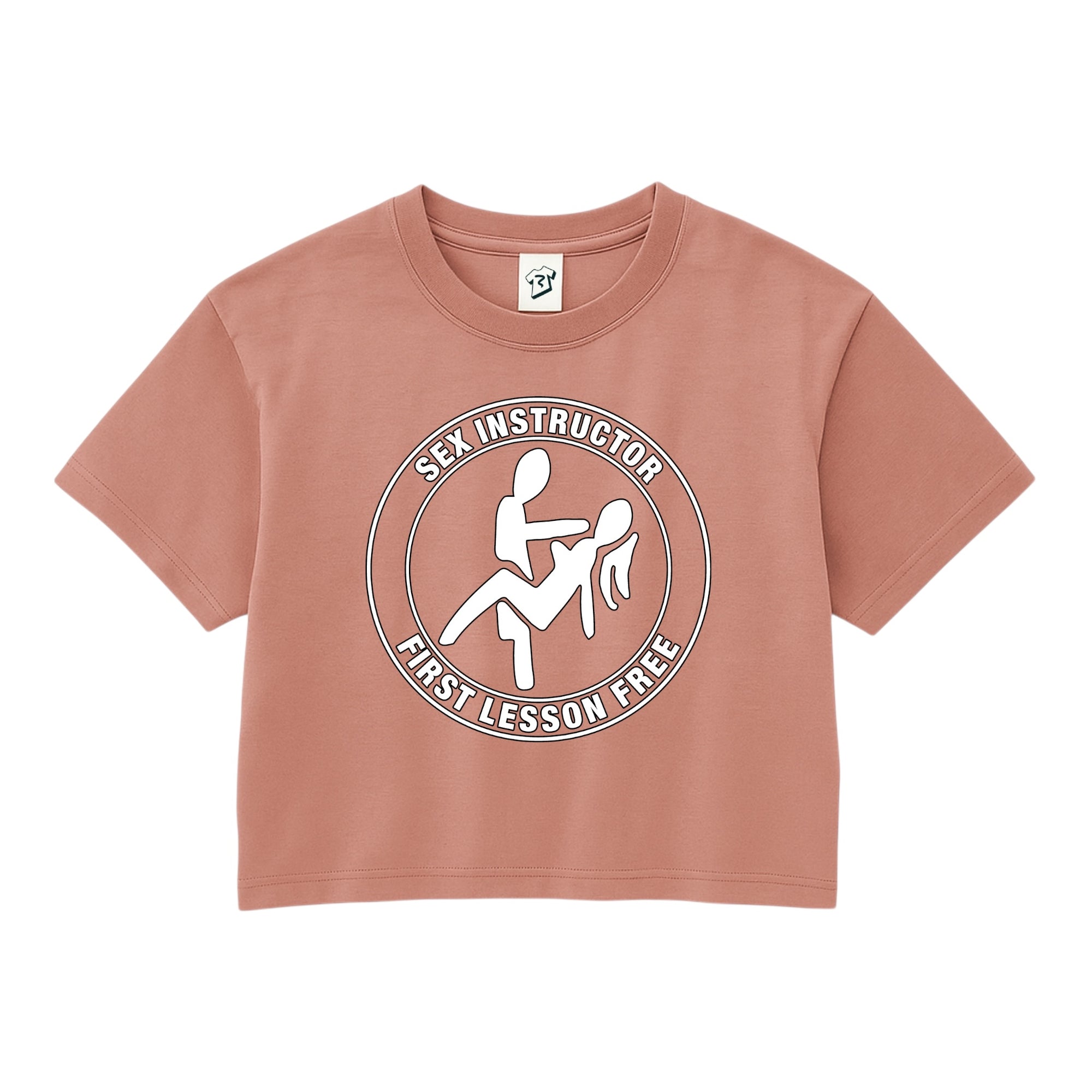 Tees Club crop top Sex Instructor First Lesson Free - Crop Top Black Size XS back view