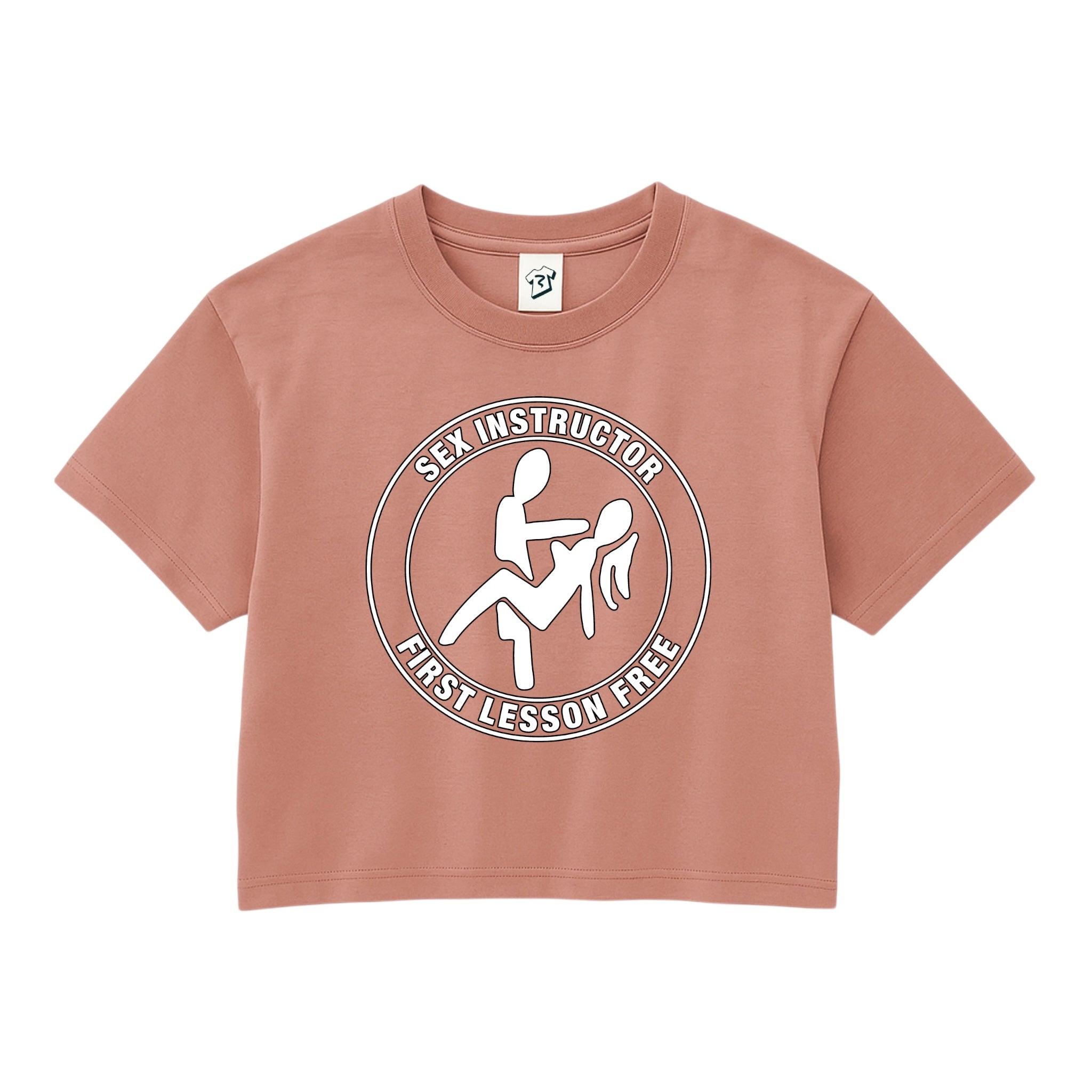 Tees Club crop top Sex Instructor First Lesson Free - Crop Top Black Size XS back view