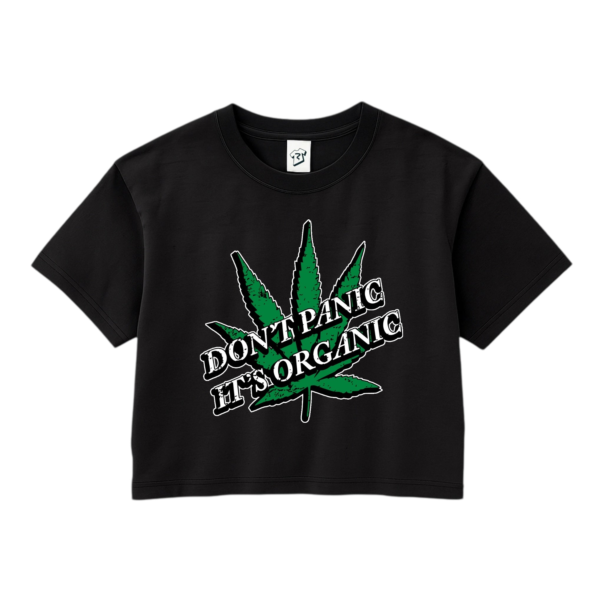 Tees Club crop top Don't Panic It's Organic - Crop Top Black Size XS front view
