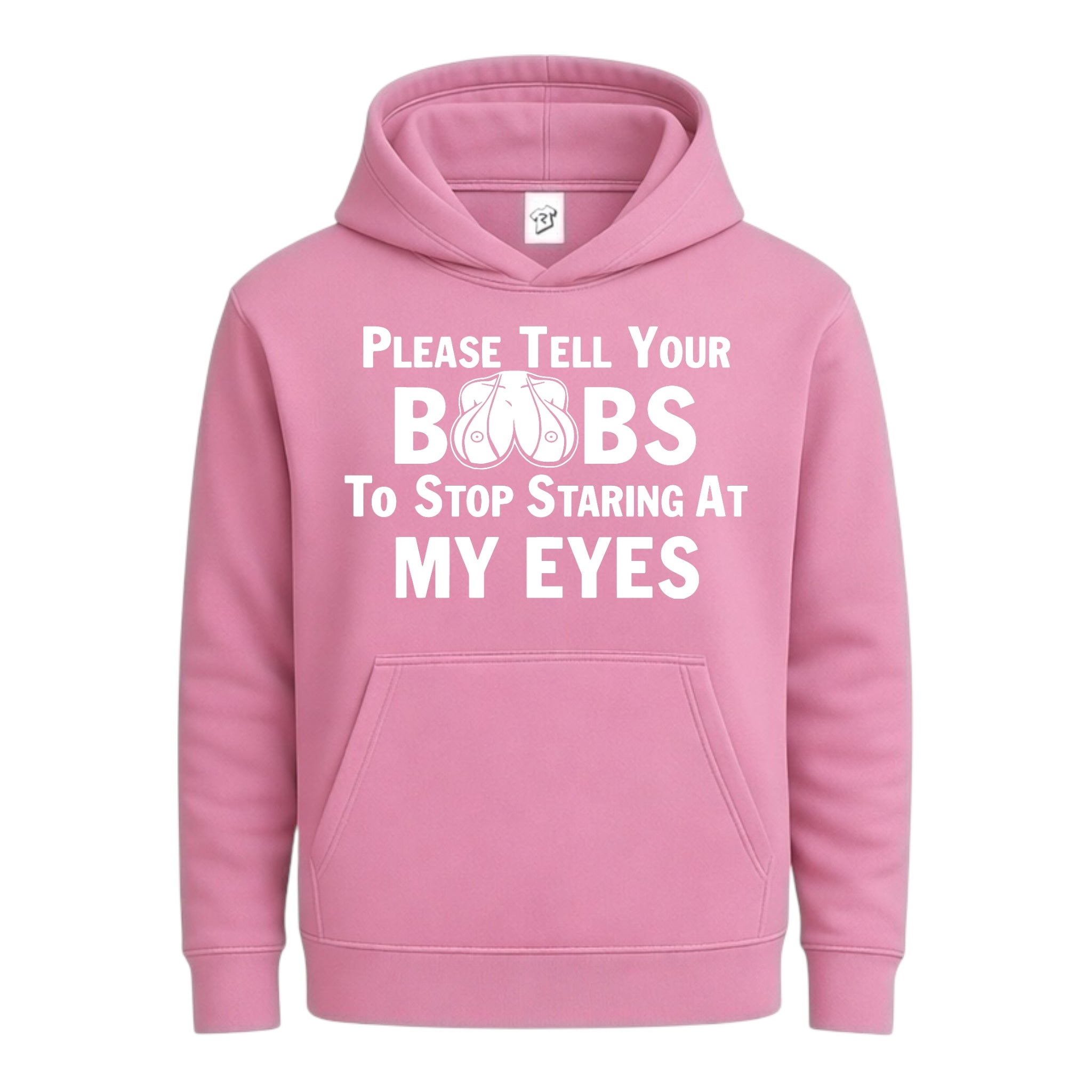 Tees Club streetwear hoodie Please Tell Your Boobs to Stop Staring At My Eyes - Hoodie Navy Size M detail