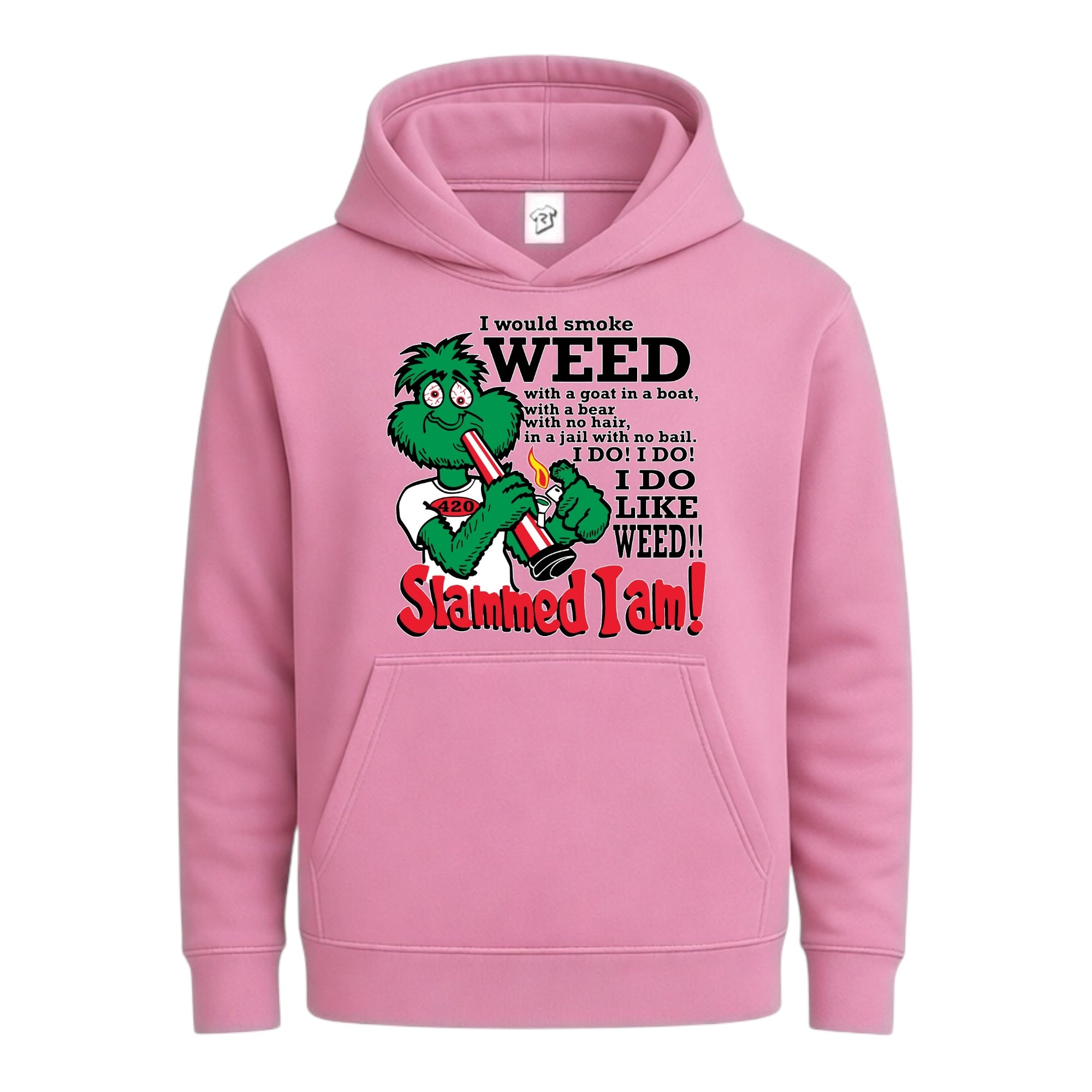 Tees Club streetwear hoodie Slammed I Am Weed - Hoodie Navy Size S back view