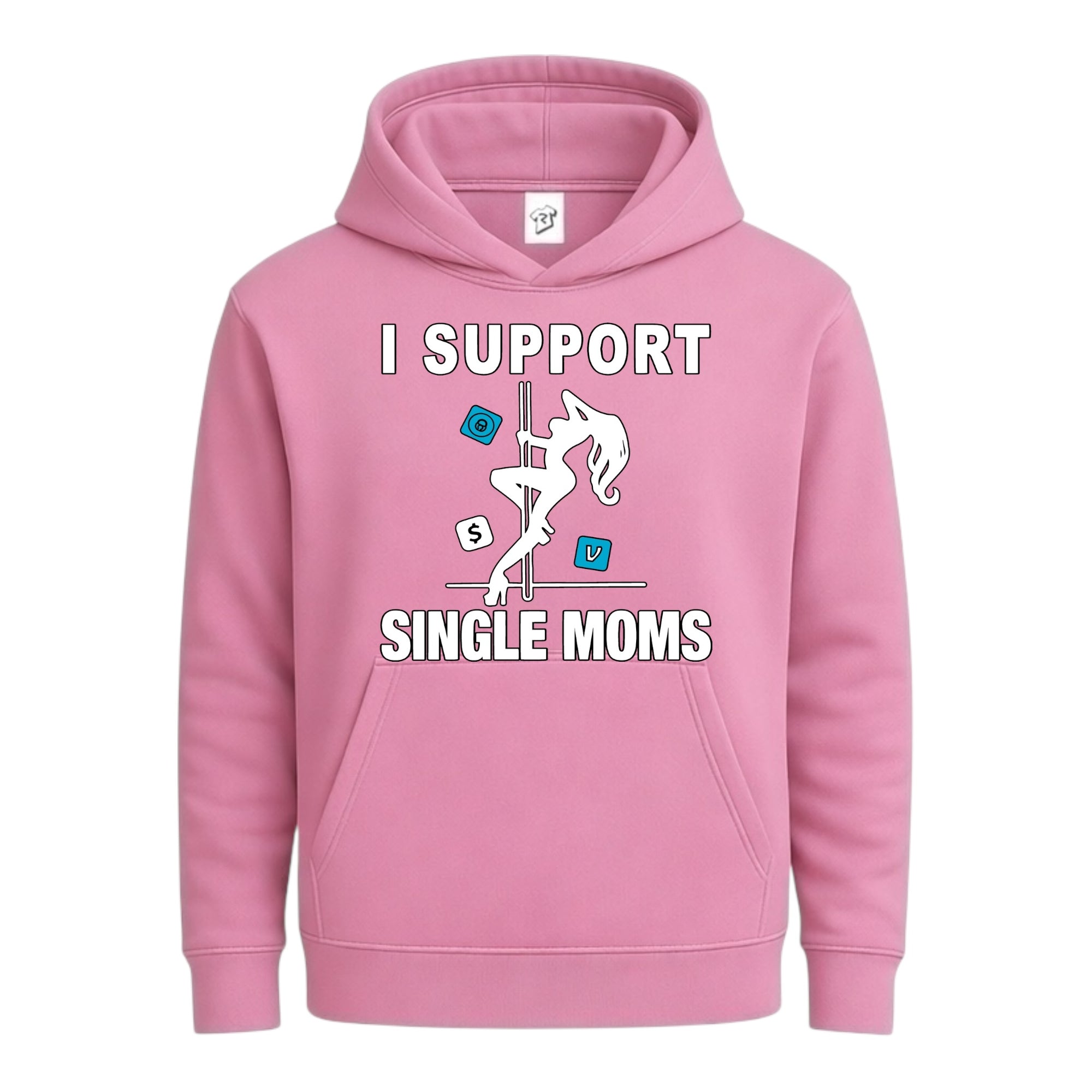 Tees Club streetwear hoodie I Support Single Moms - Hoodie Navy Size S front view
