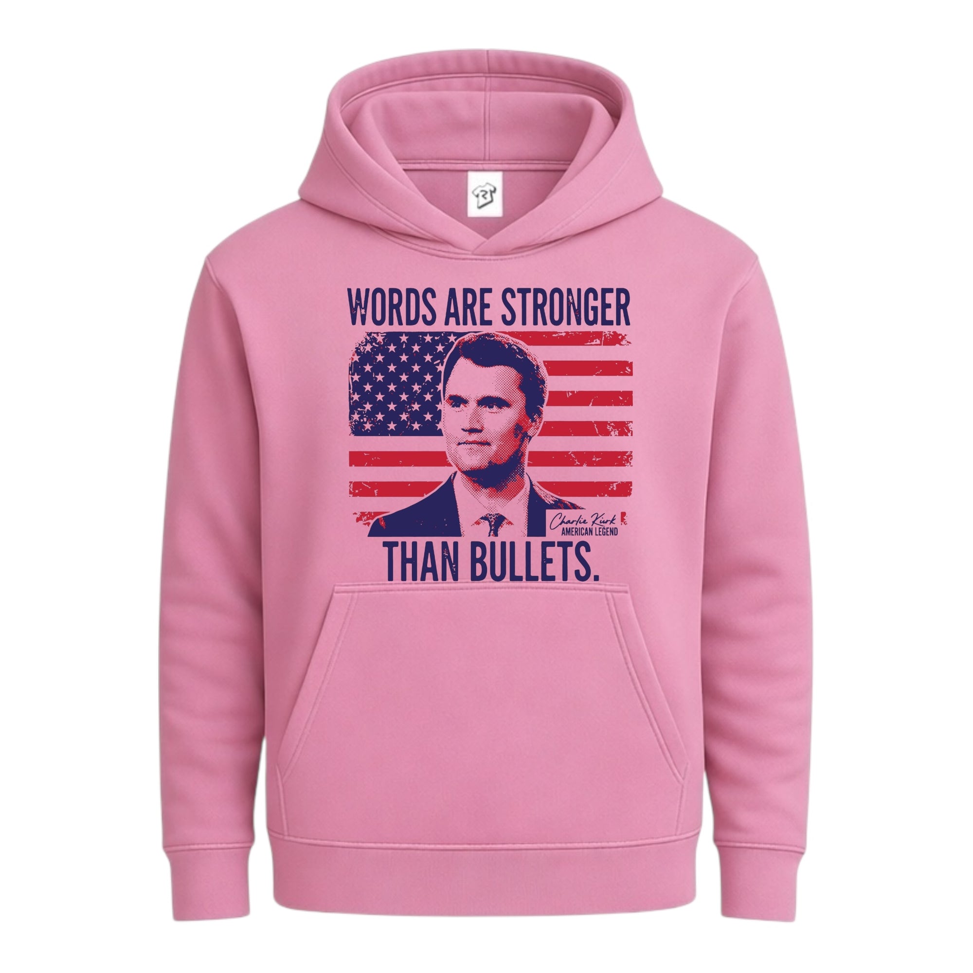 Tees Club streetwear hoodie Words Are Stronger Than Bullets Charlie Kirk - Hoodie Size S back view