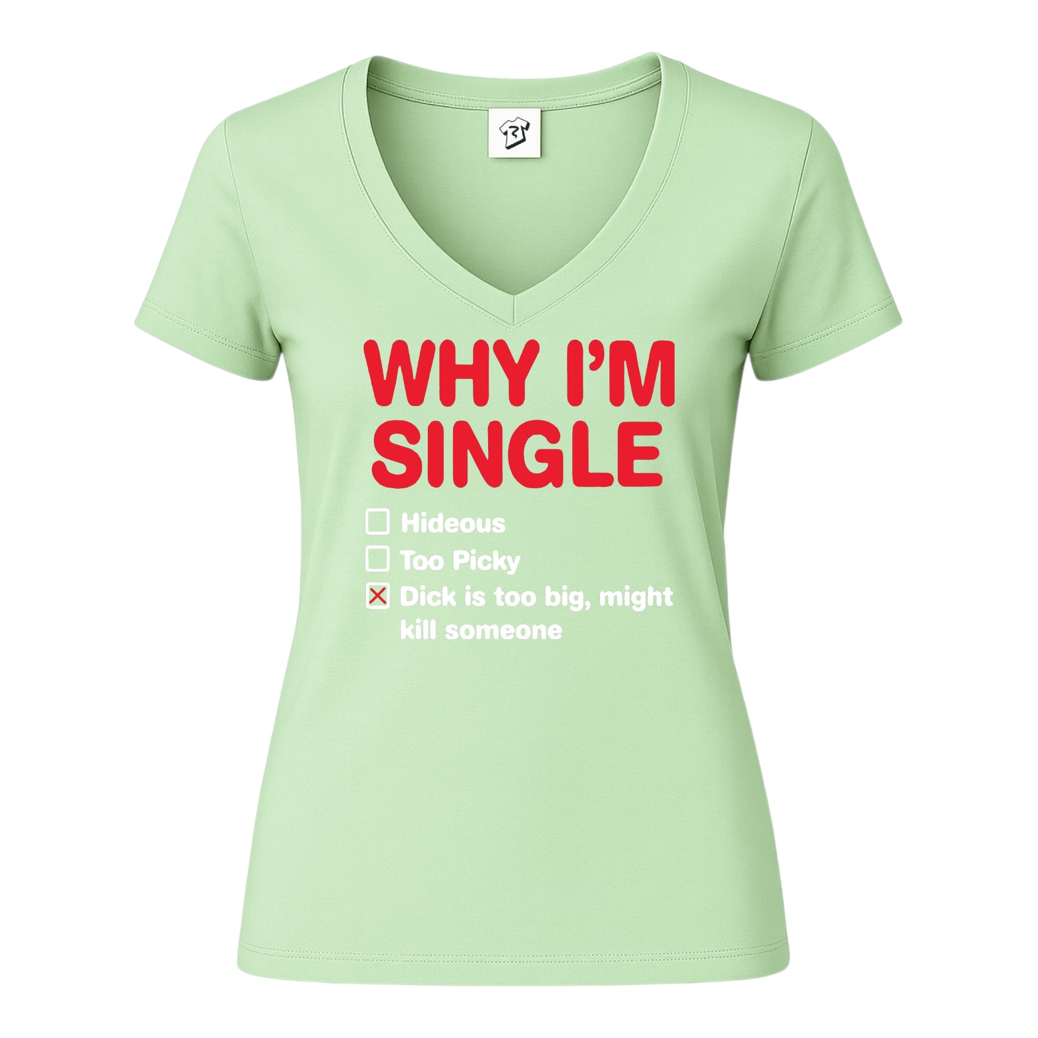 Tees Club v-neck t-shirt Why I'm Single - V-Neck Tee Black Size S detail