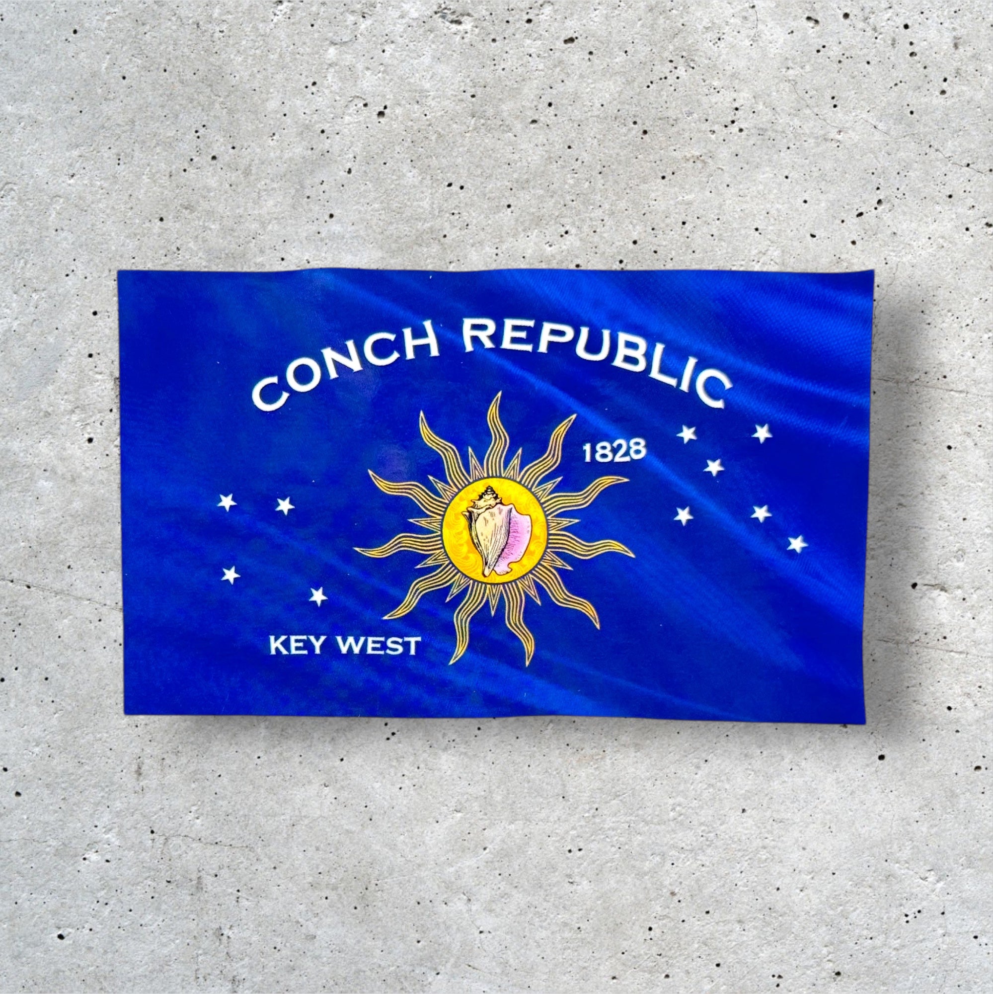 Tees Club vinyl sticker pack Conch Republic Flag - Sticker (4" x 3") X3 pack detail