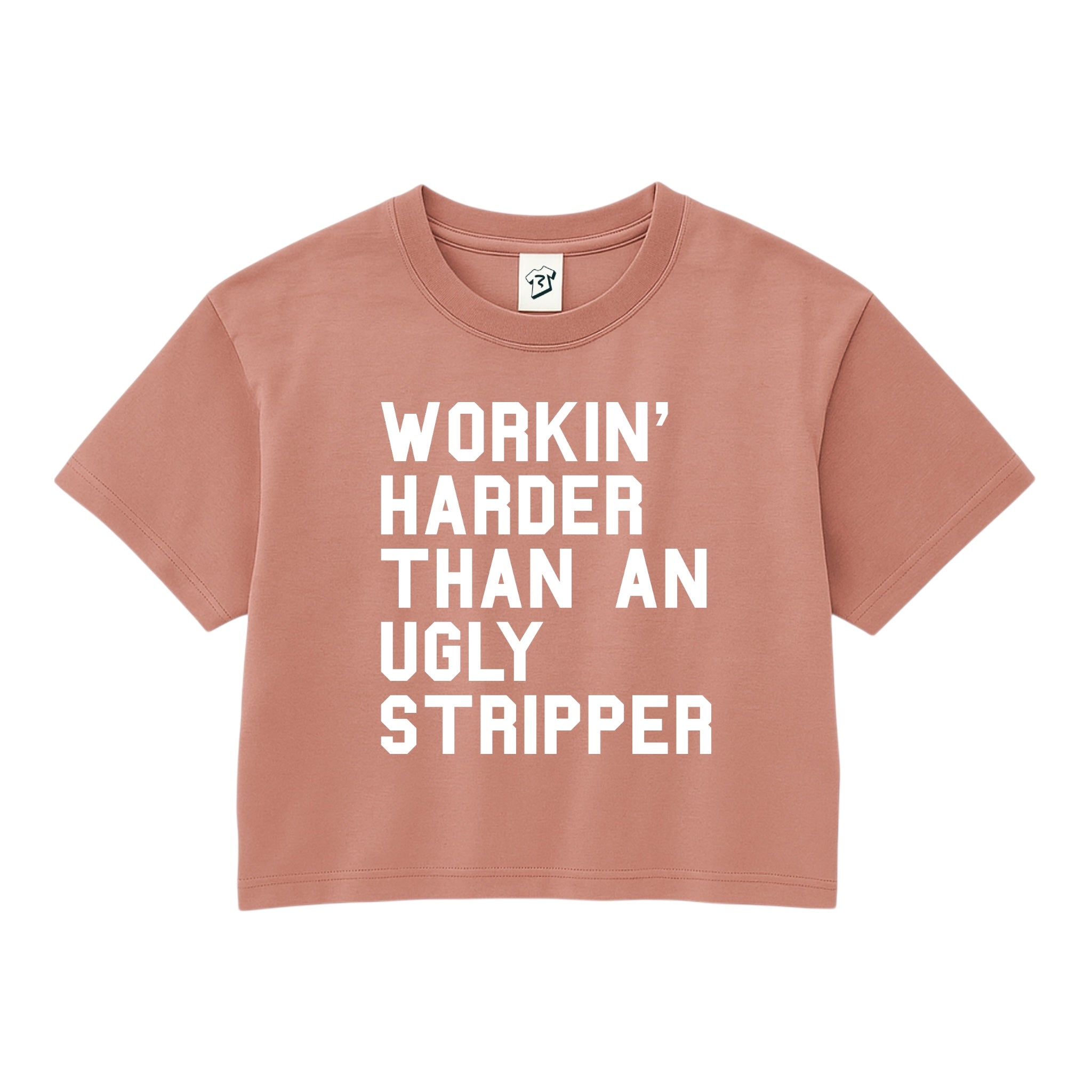 Tees Club crop top Workin' Harder Than an Ugly Stripper - Crop Top Black Size XS back view