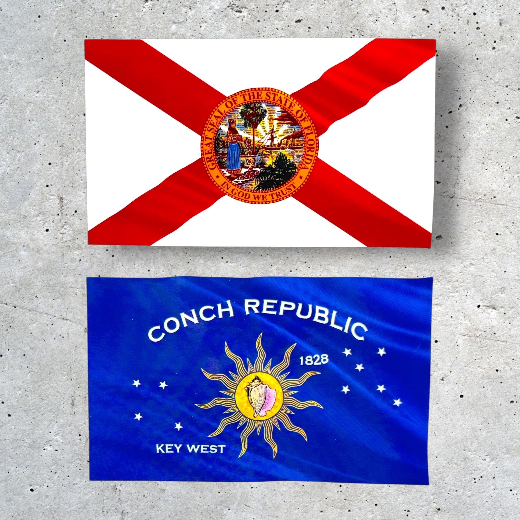 Tees Club vinyl sticker pack Florida Flag Pack - Stickers (4" x 3") X3 pack front view