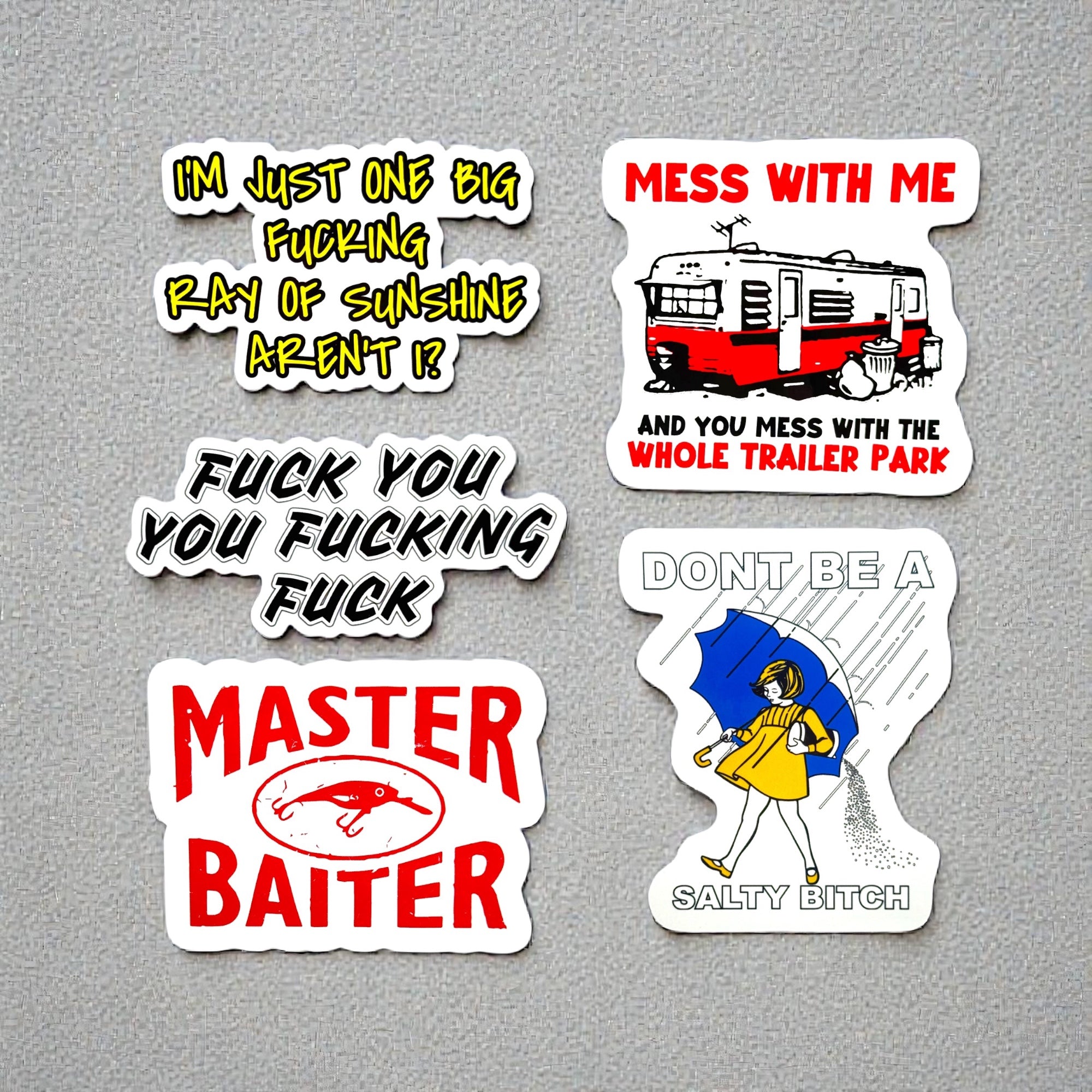 Tees Club vinyl sticker pack Funny Pack - Stickers (4" x 3") X3 pack detail