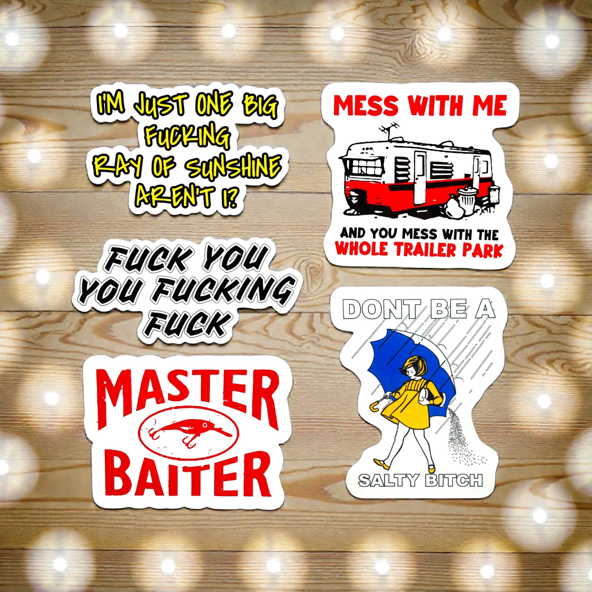 Tees Club vinyl sticker pack Funny Pack - Stickers (4" x 3") X3 pack detail