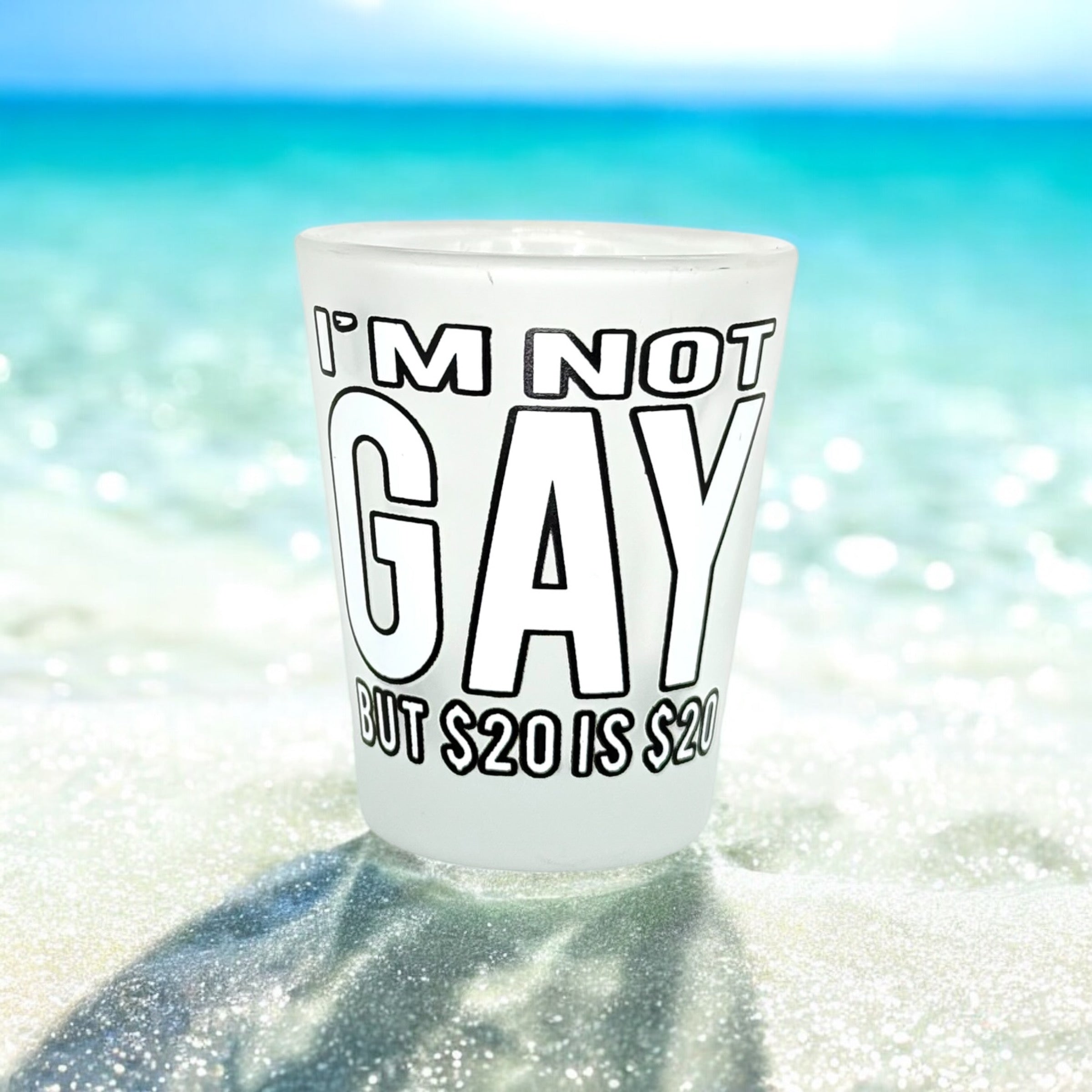 "I'm Not Gay But $20 is $20" Funny Shot Glass