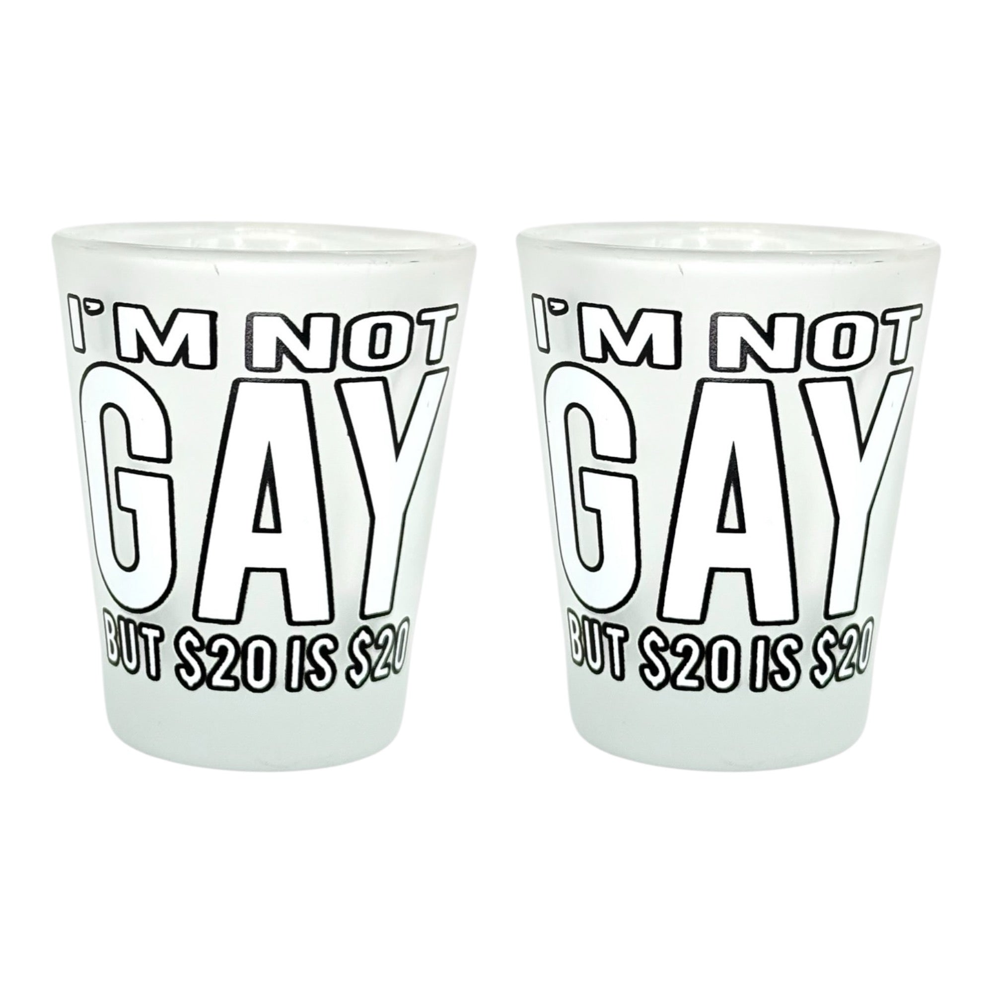 "I'm Not Gay But $20 is $20" Funny Shot Glass
