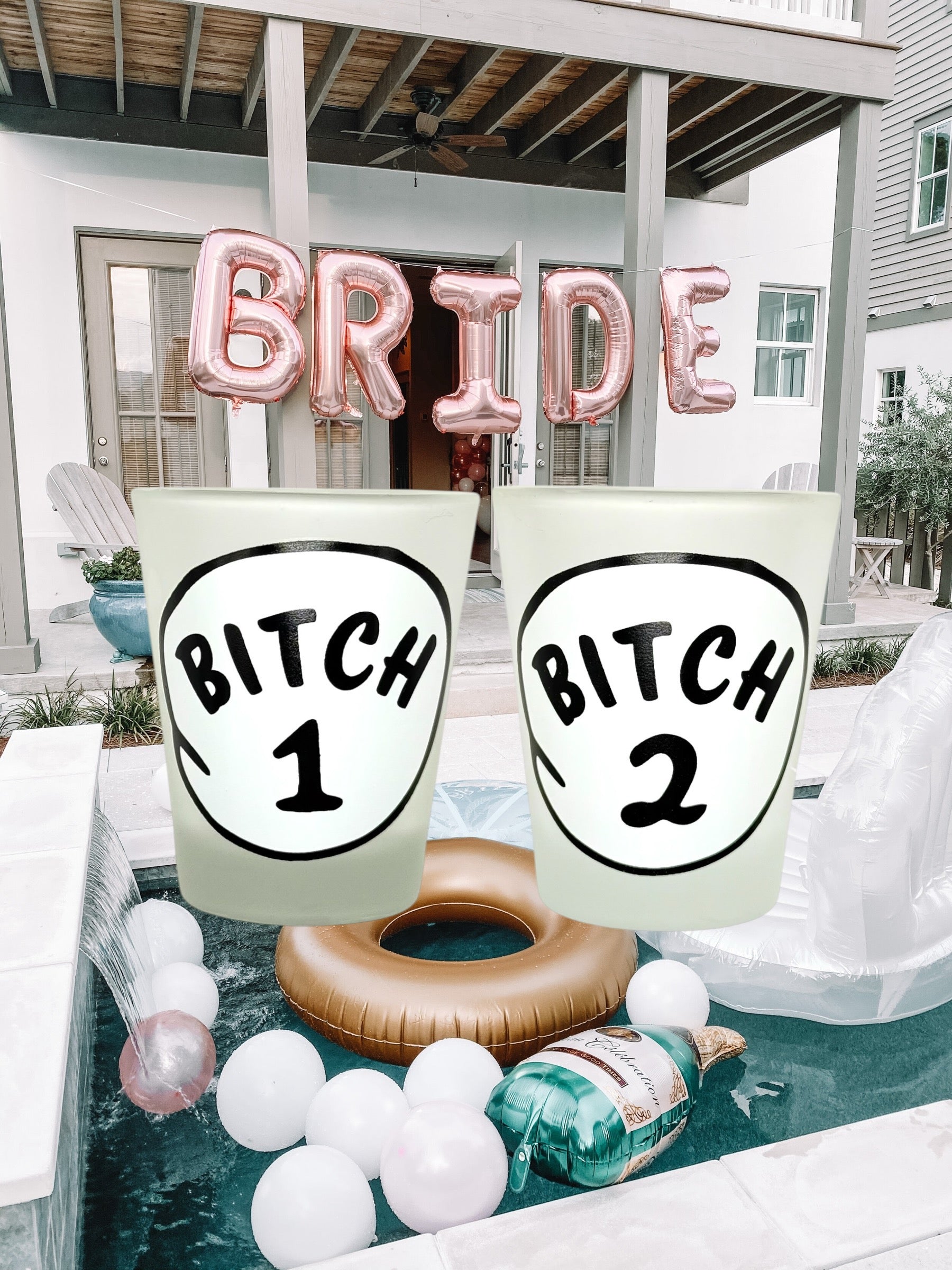 Tees Club shot glass set Bitch 1, 2 - Funny Shot Glasses detail